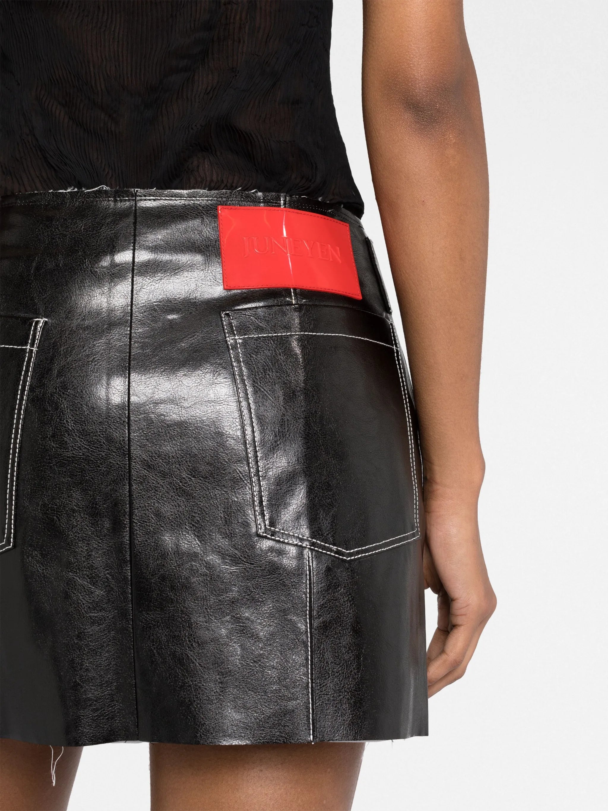 belted faux-leather miniskirt