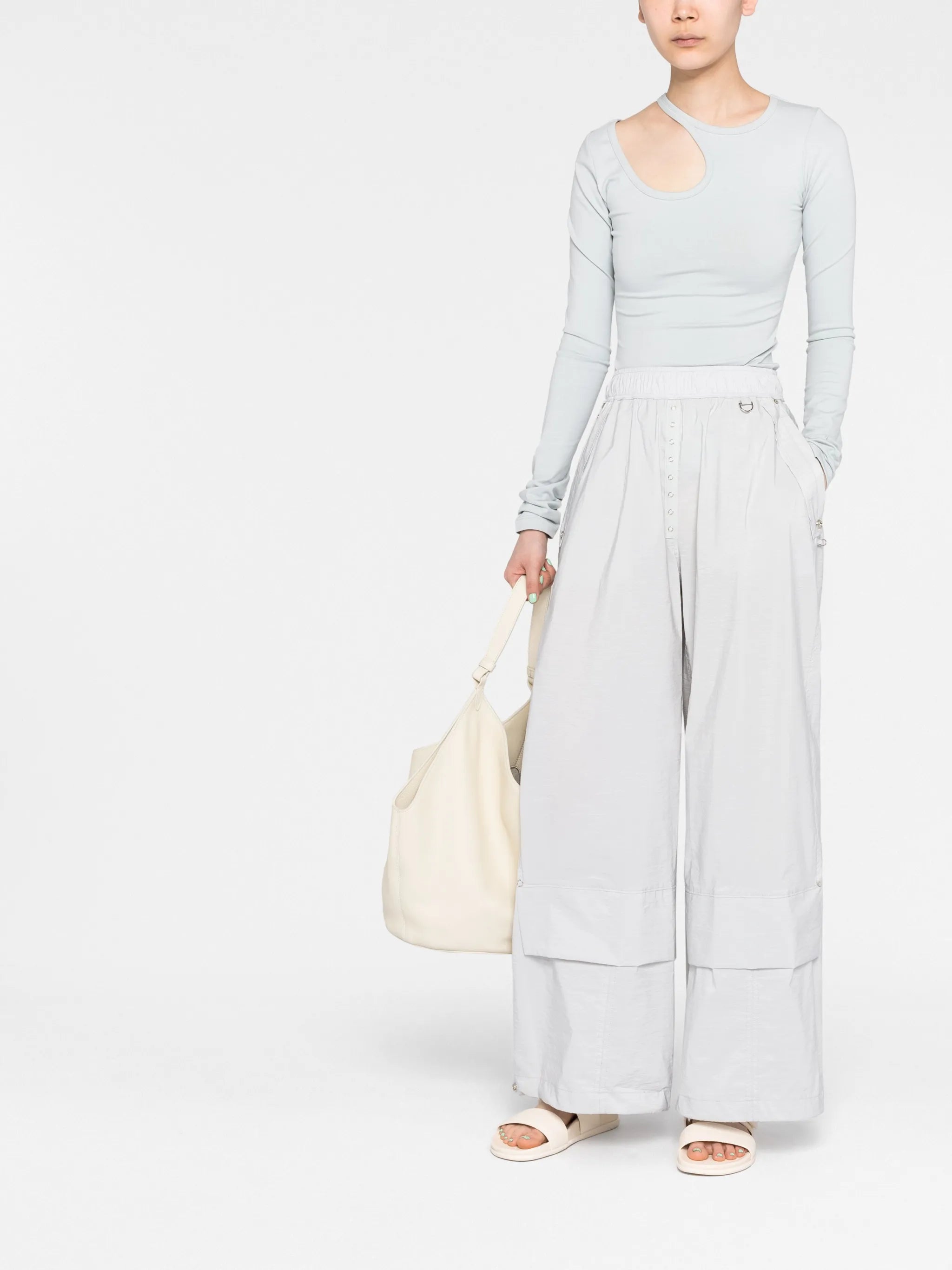 elasticated wide-leg trousers