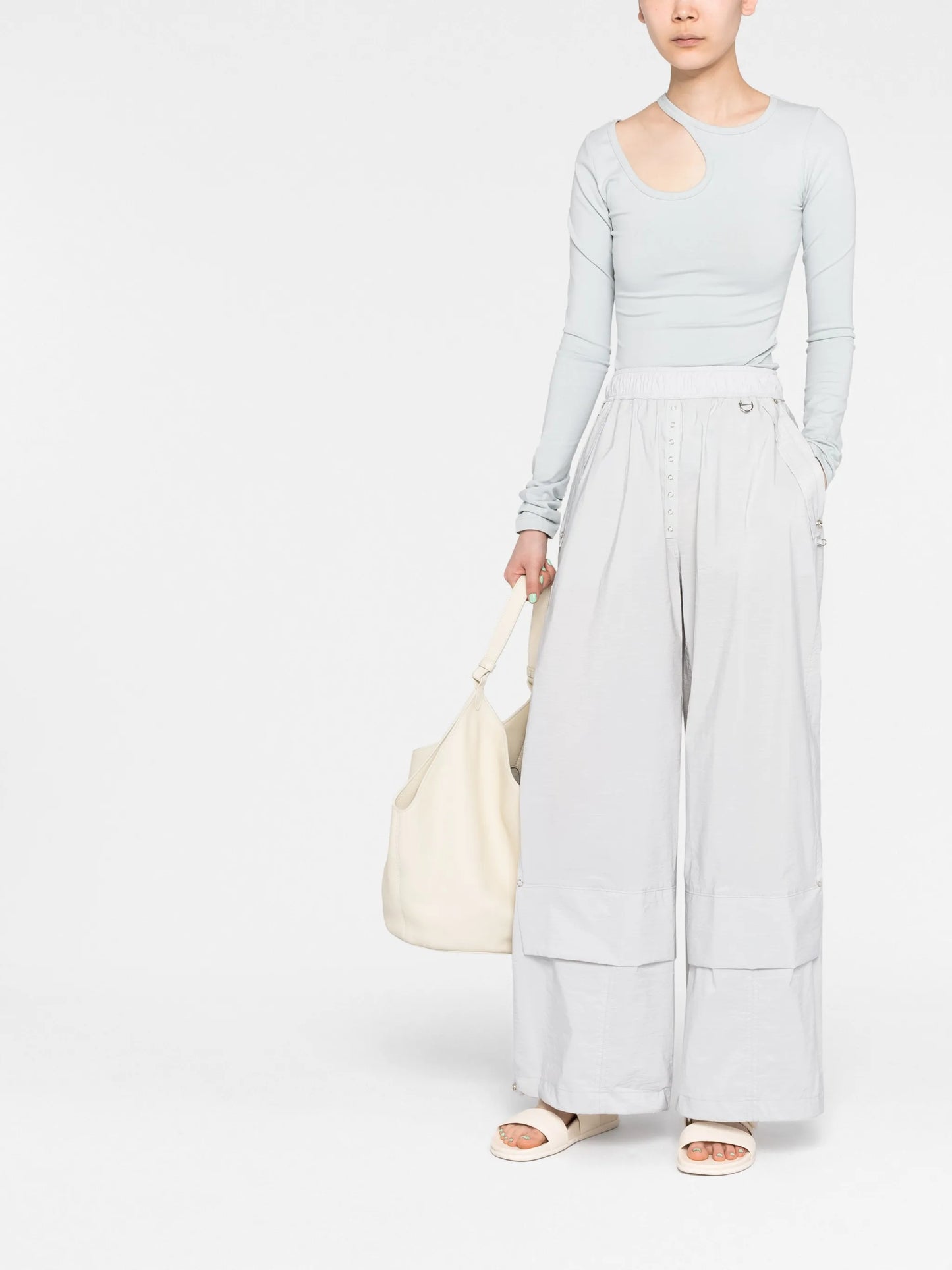 elasticated wide-leg trousers