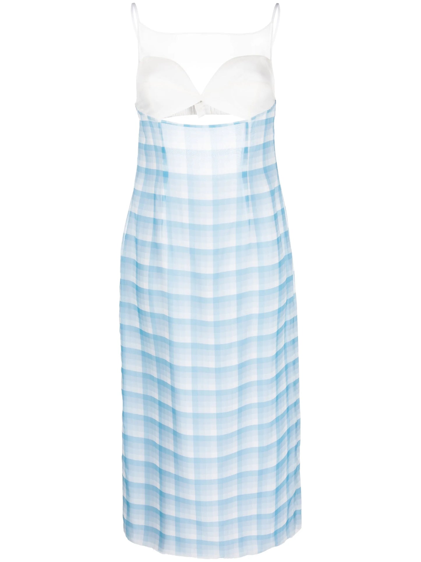 check-print panelled midi-dress
