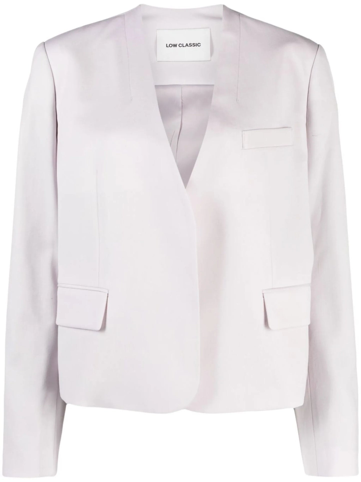 V-neck collarless blazer