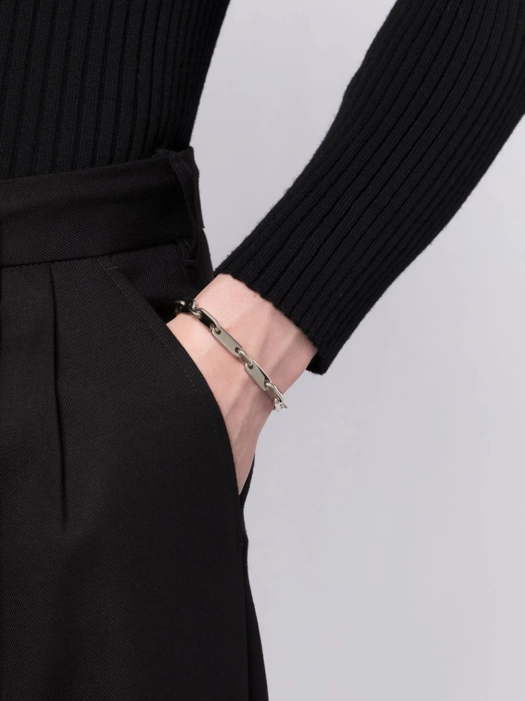 silver chain-link bracelet