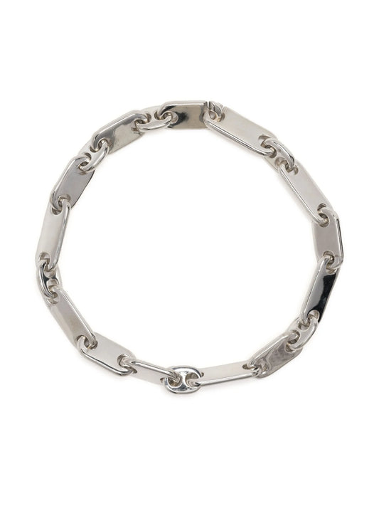 silver chain-link bracelet