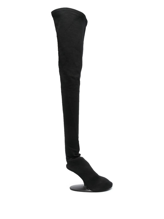 abstract-heel thigh boots
