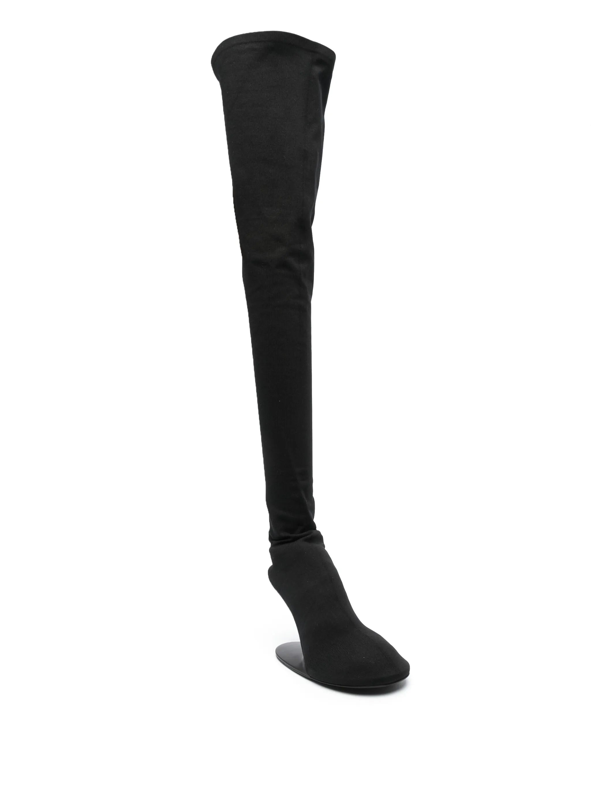 abstract-heel thigh boots