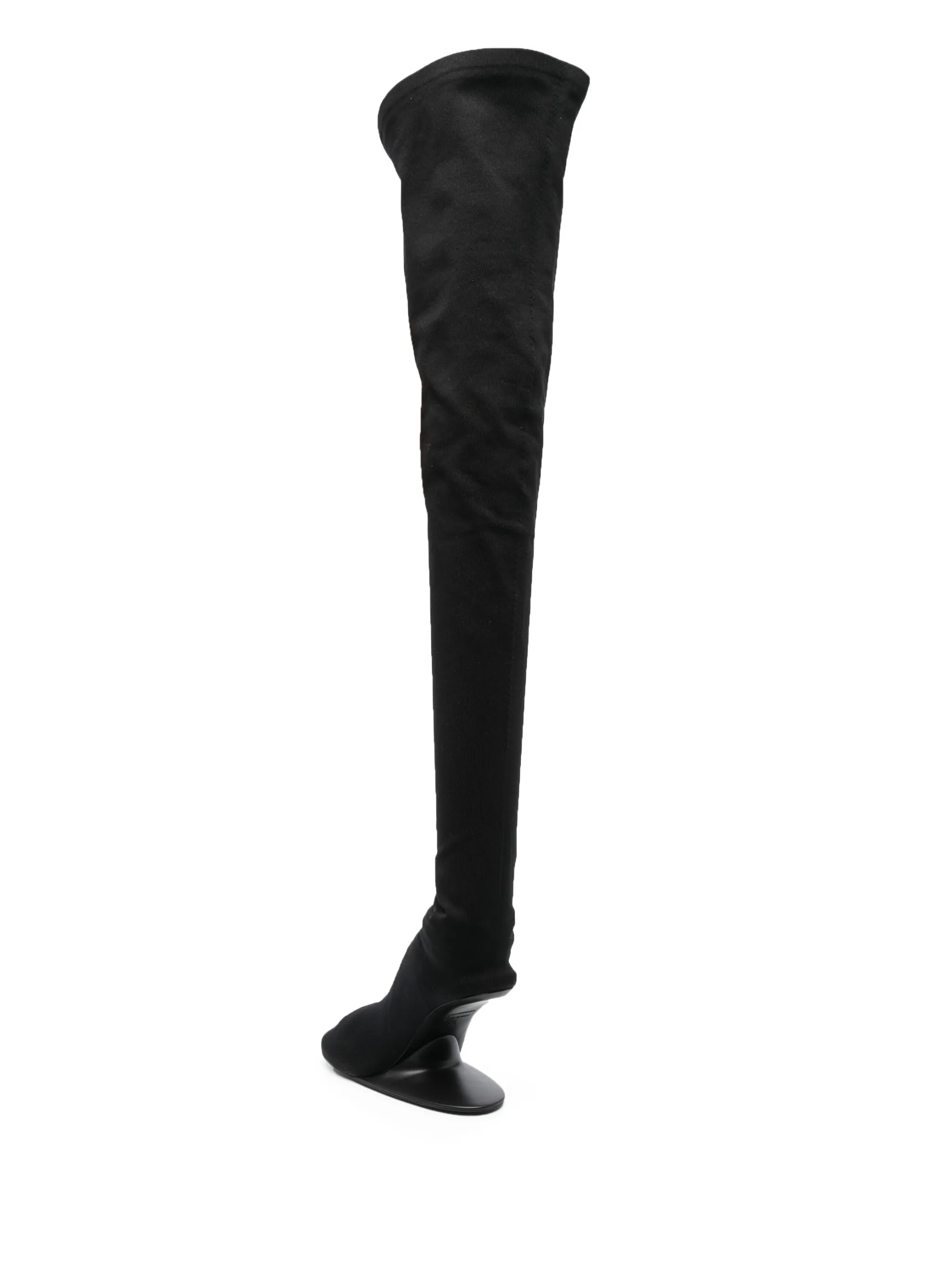 abstract-heel thigh boots