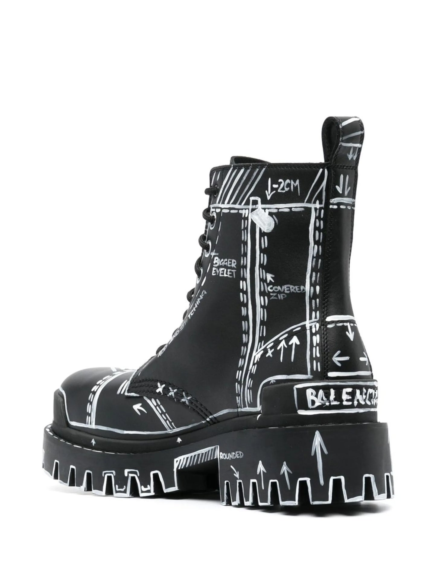 graphic-print leather combat boots