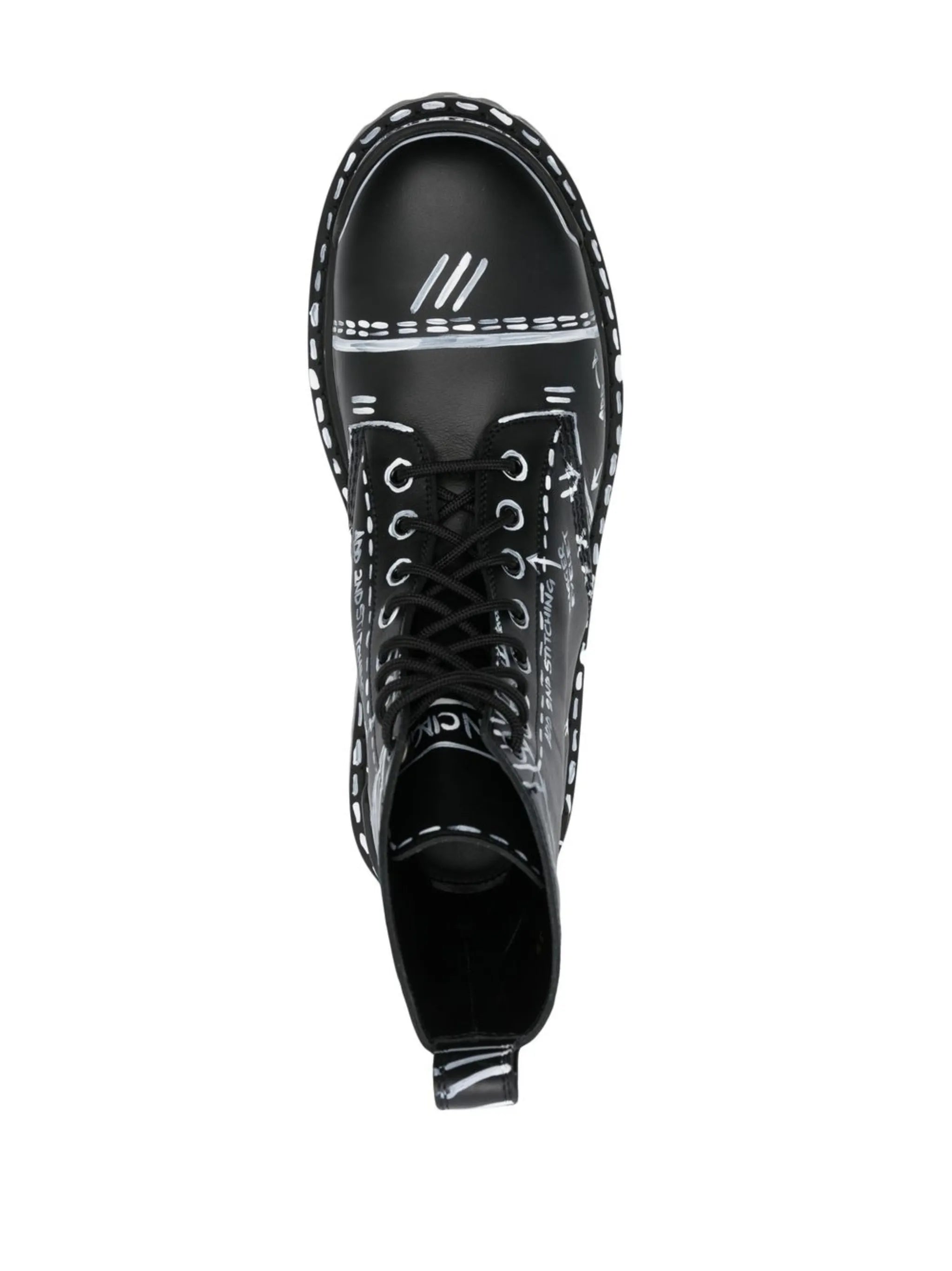 graphic-print leather combat boots