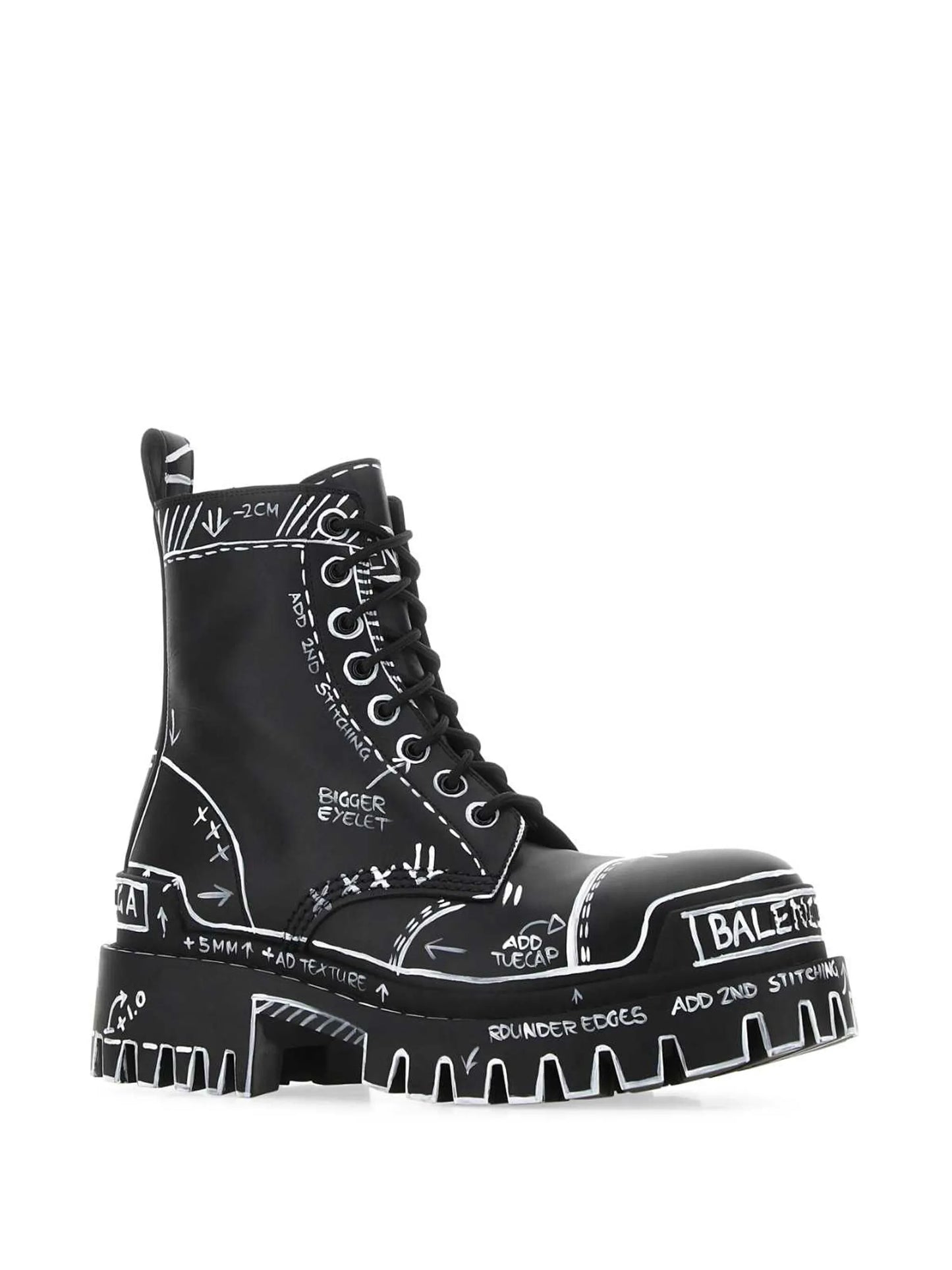 graphic-print leather combat boots