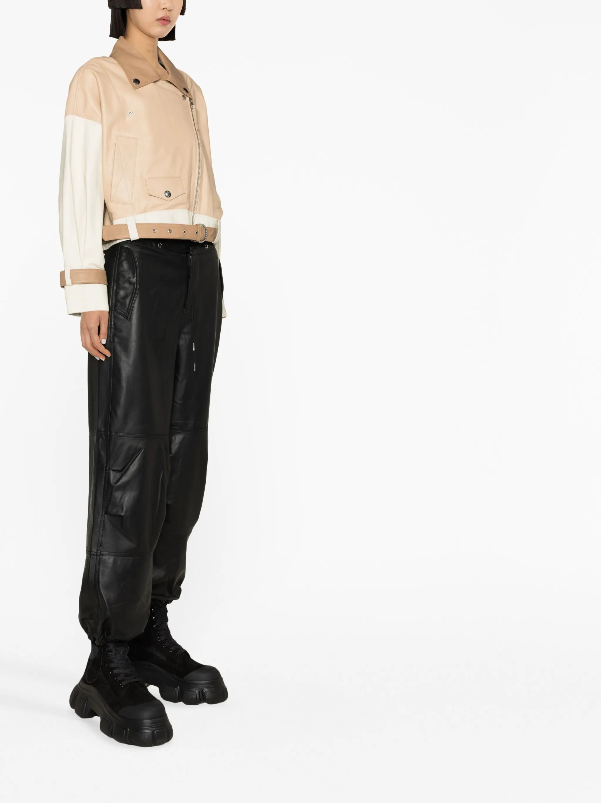 colour-block leather jacket