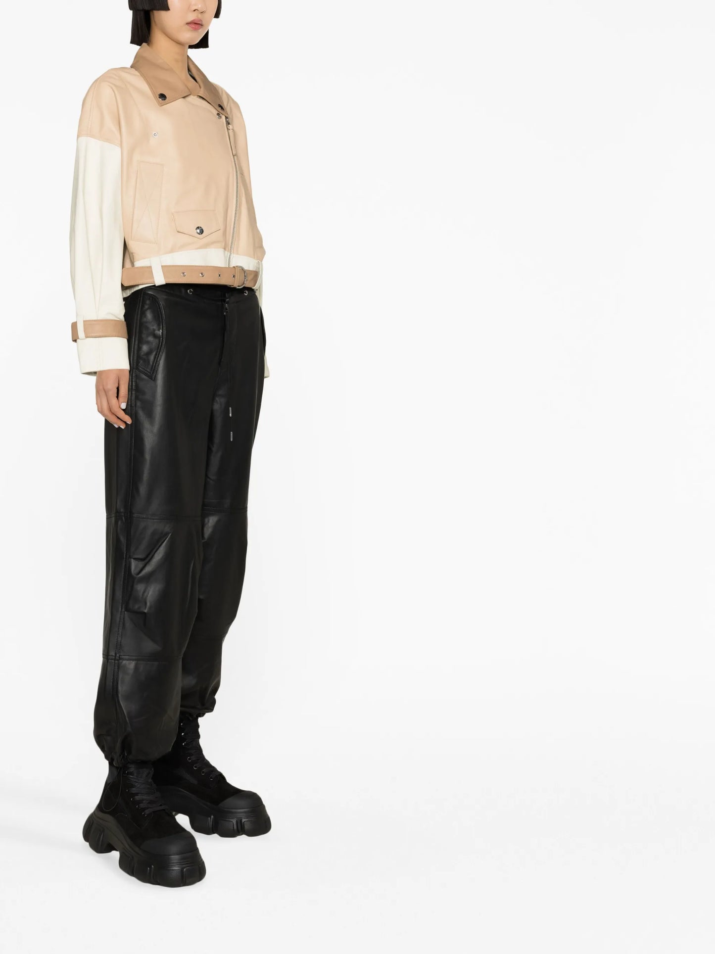 colour-block leather jacket