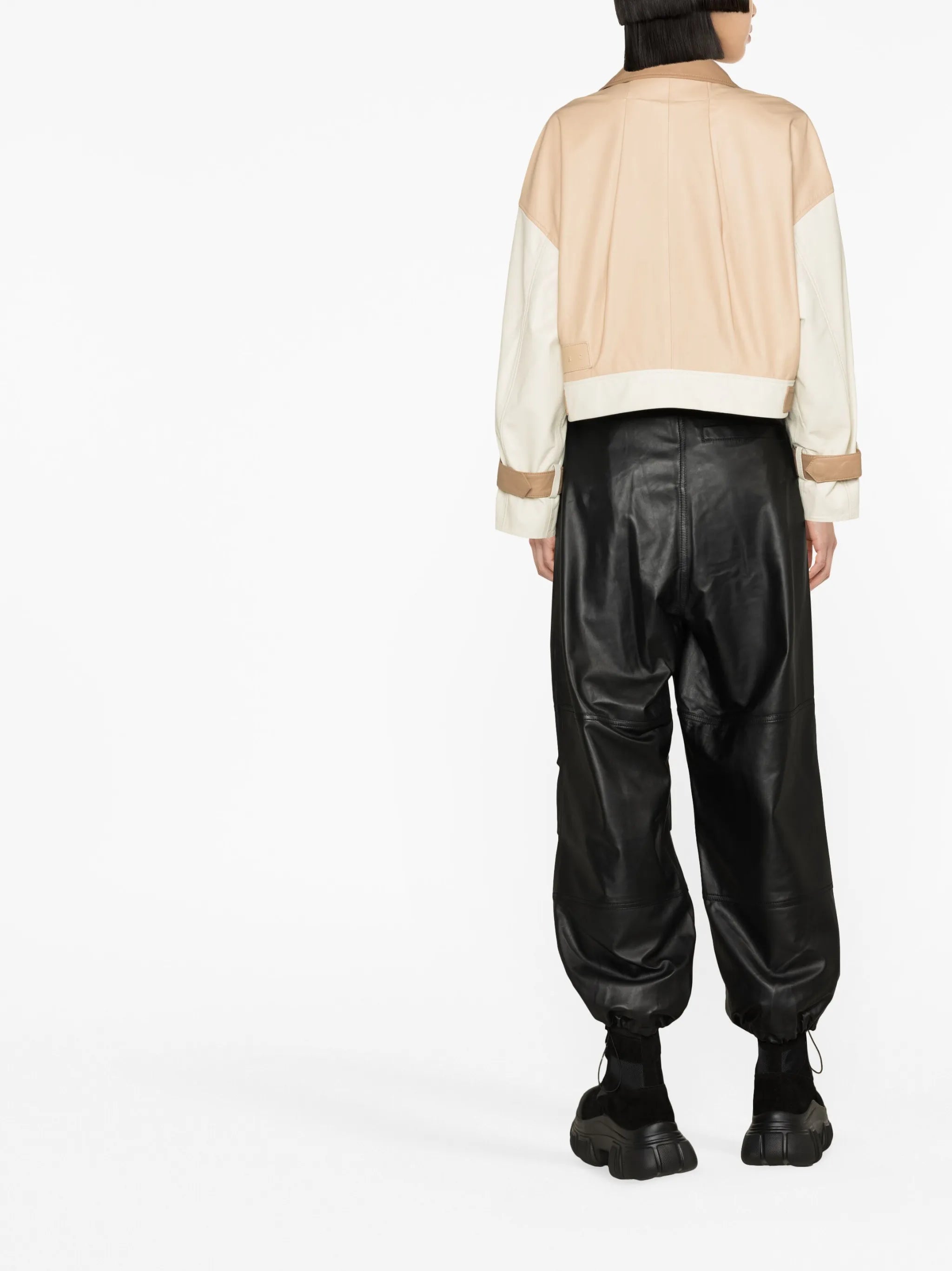 colour-block leather jacket