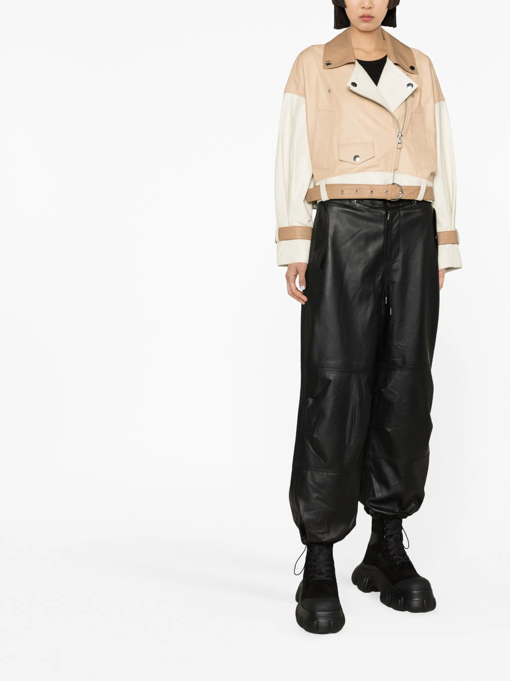 colour-block leather jacket
