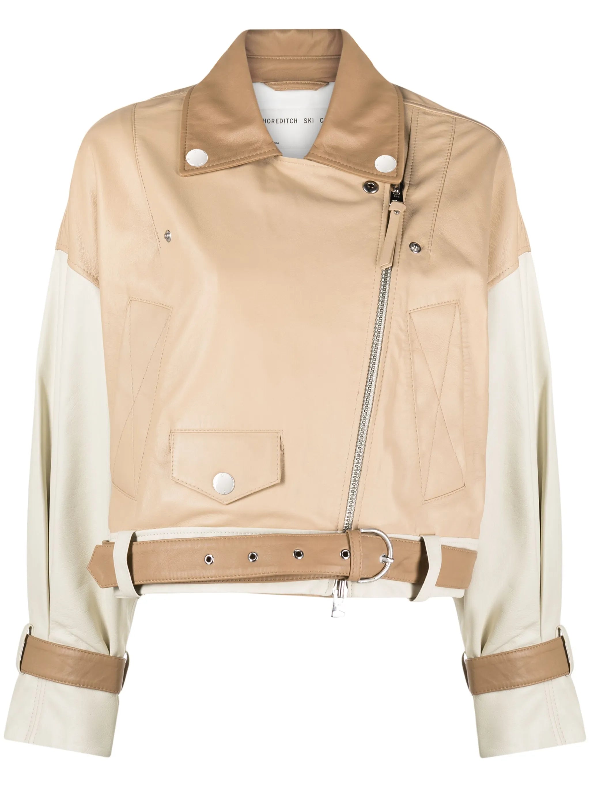 colour-block leather jacket