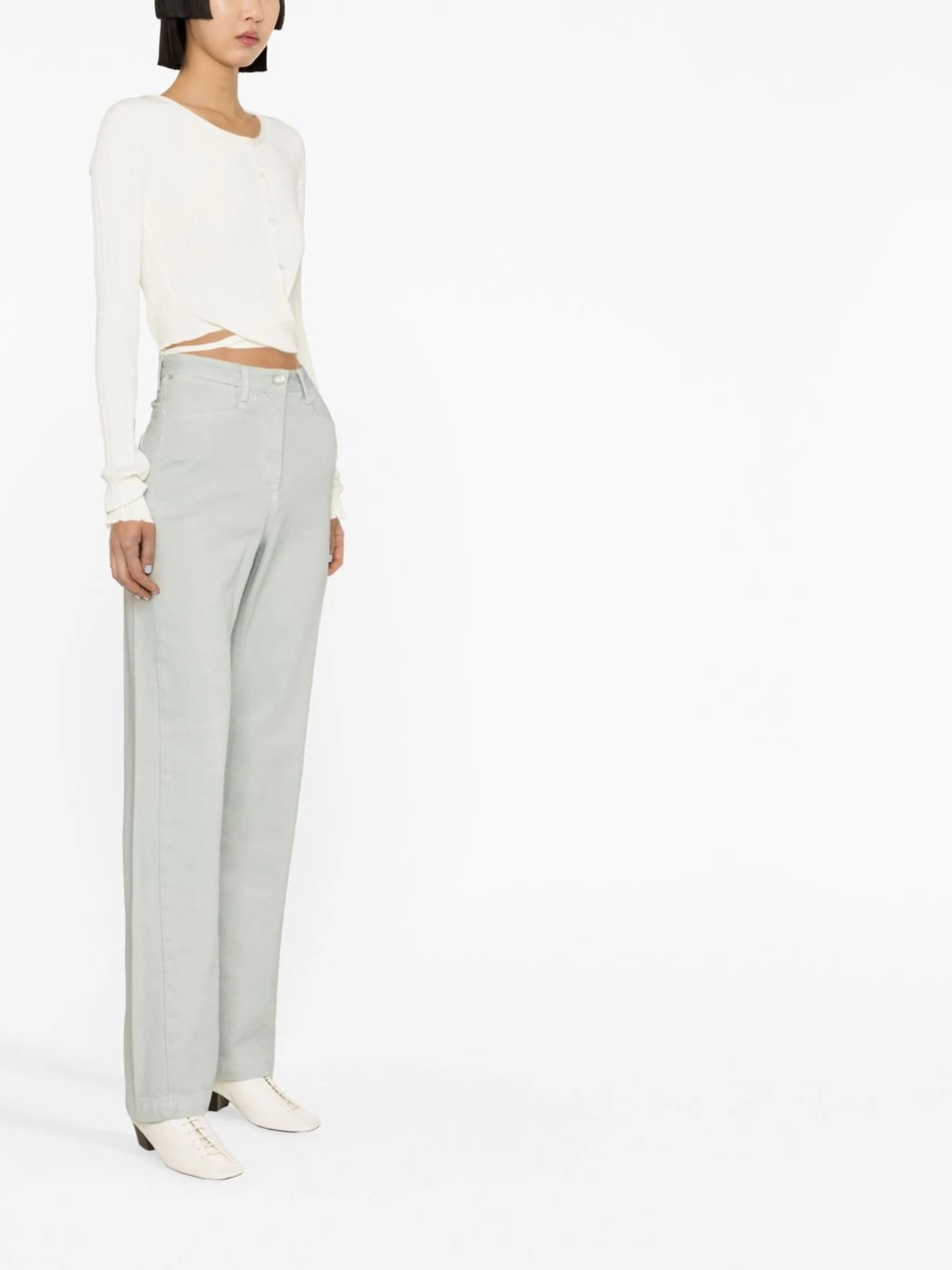 high-waist straight-leg jeans