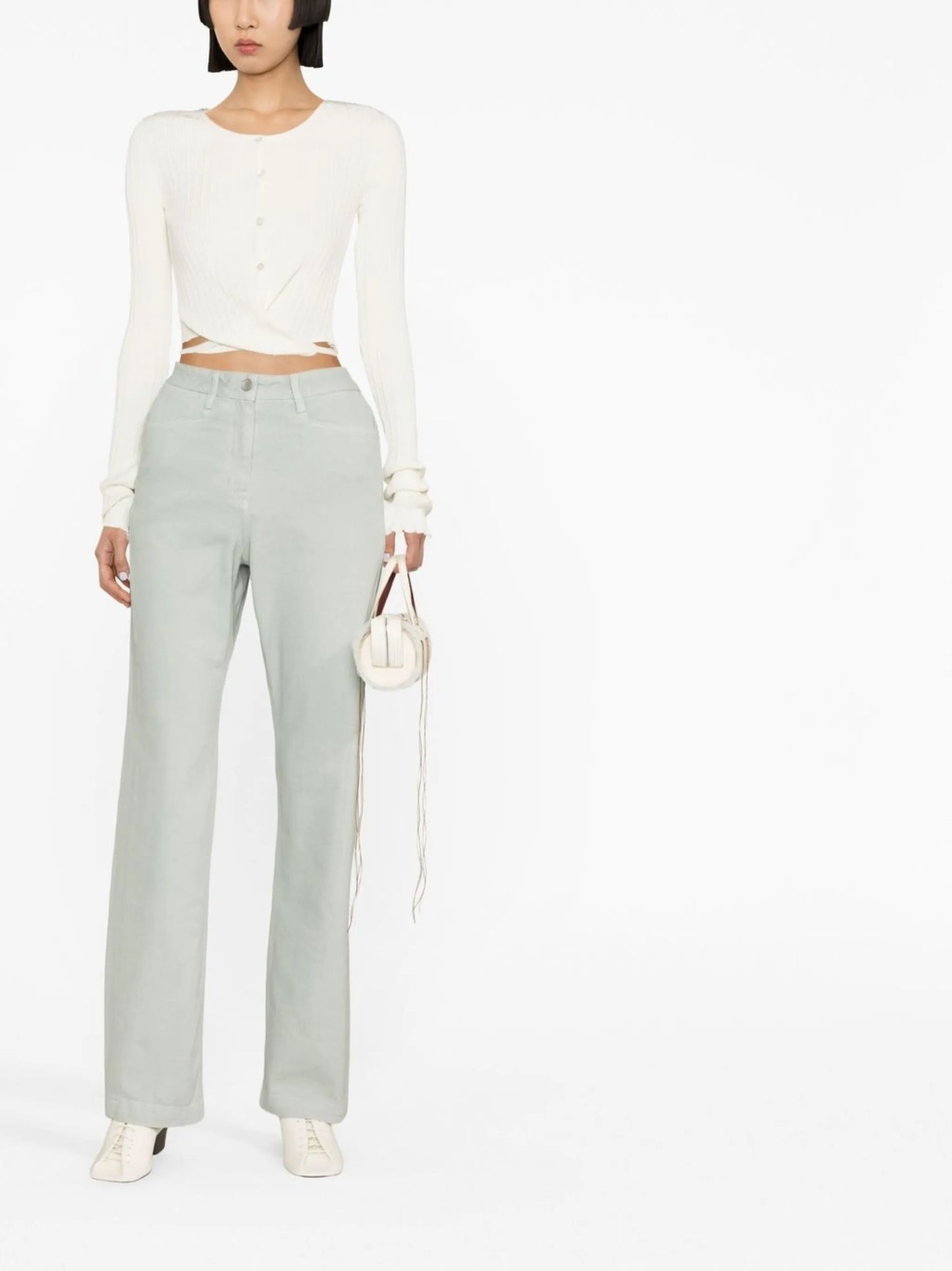 high-waist straight-leg jeans