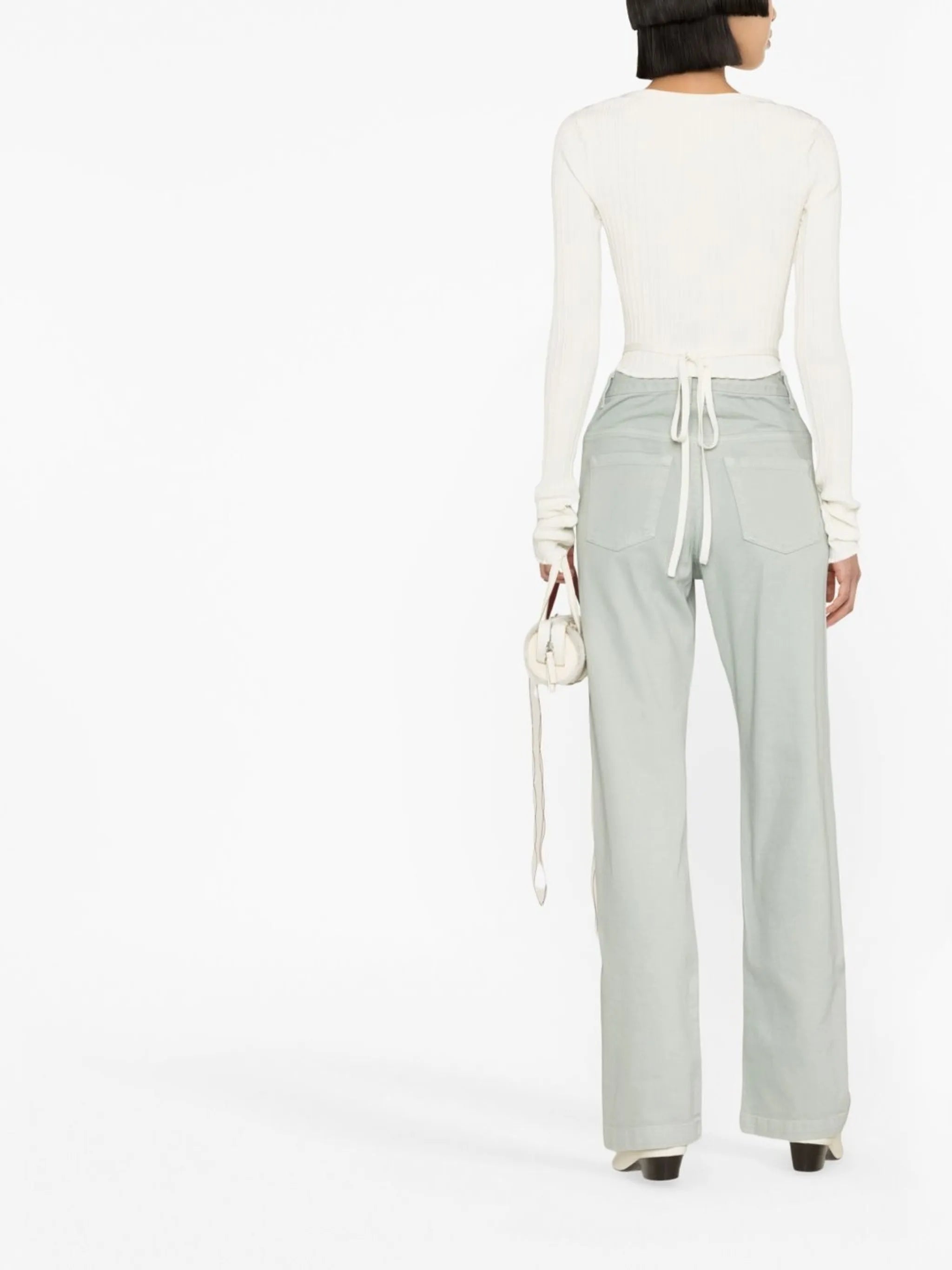 high-waist straight-leg jeans