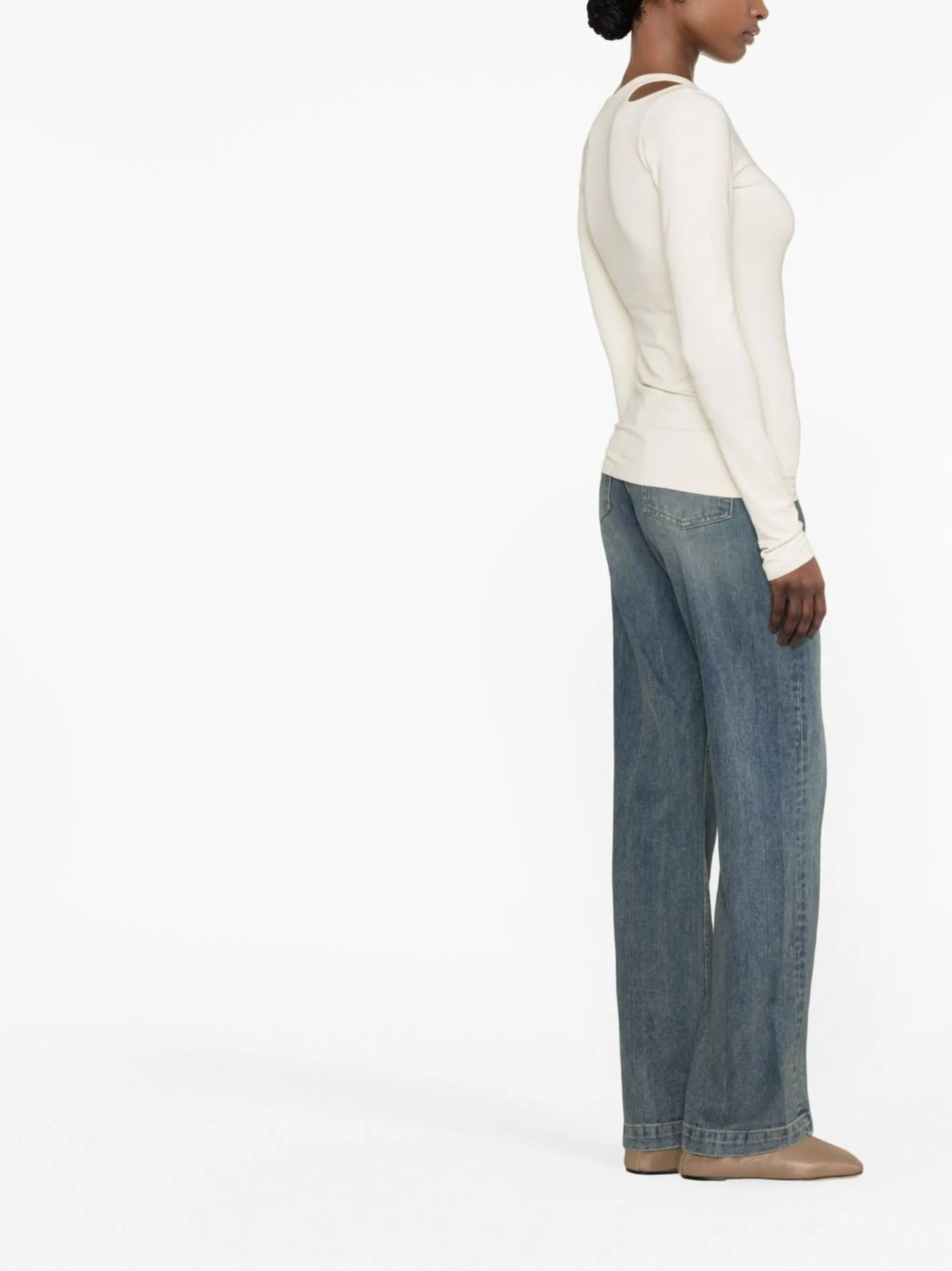 cut-out long-sleeve T-shirt