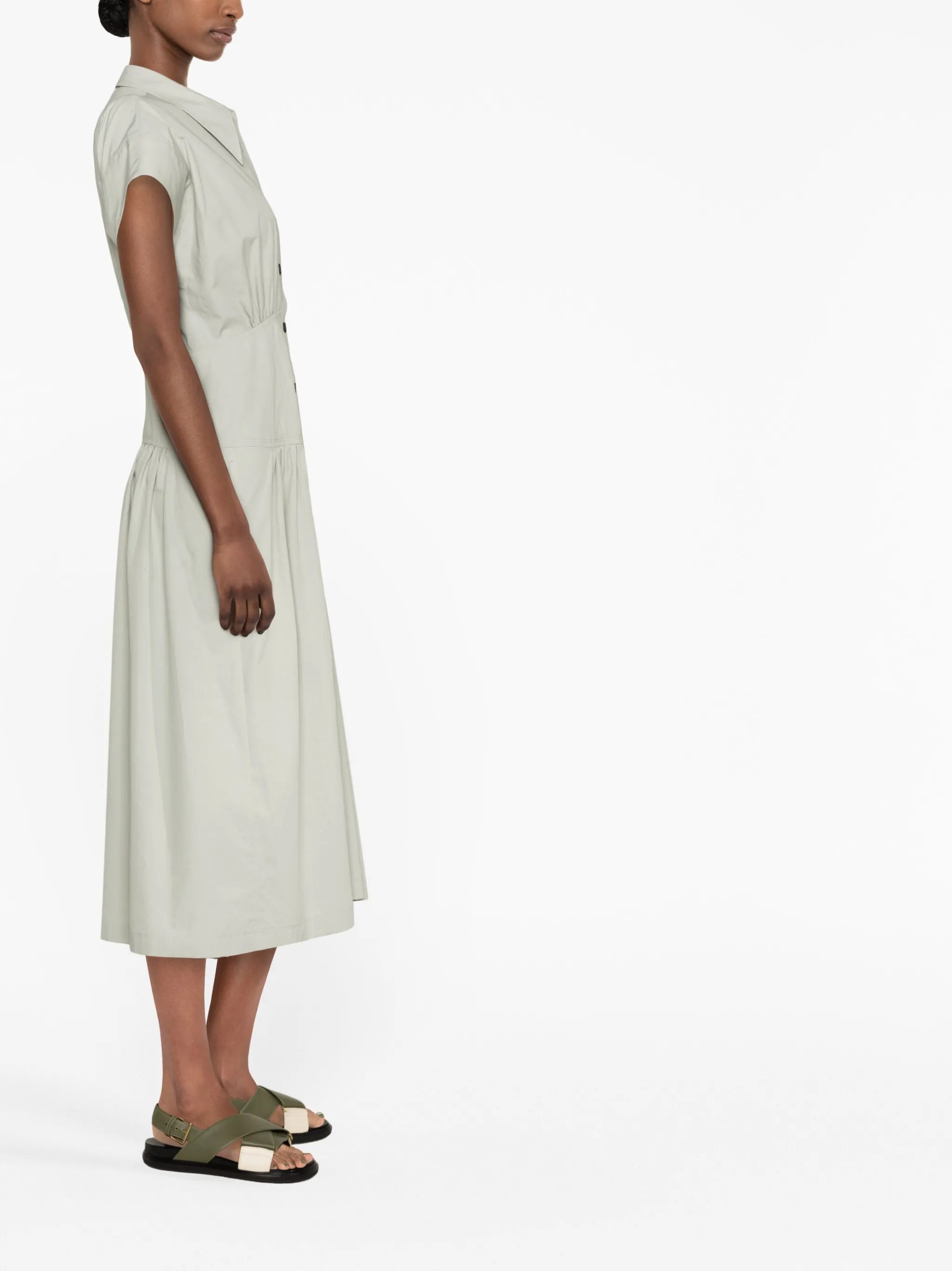 shirring-waist shirt dress