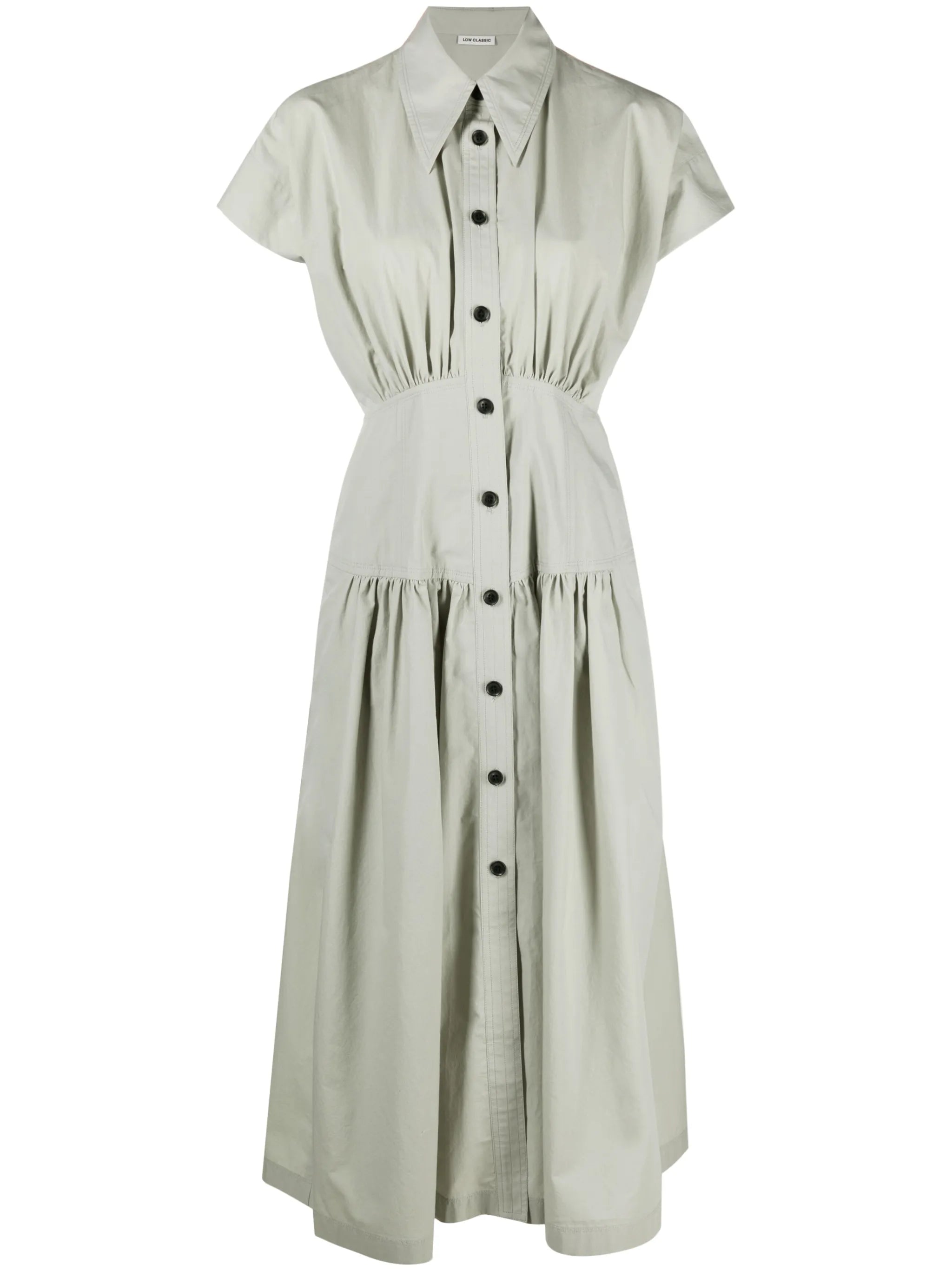 shirring-waist shirt dress