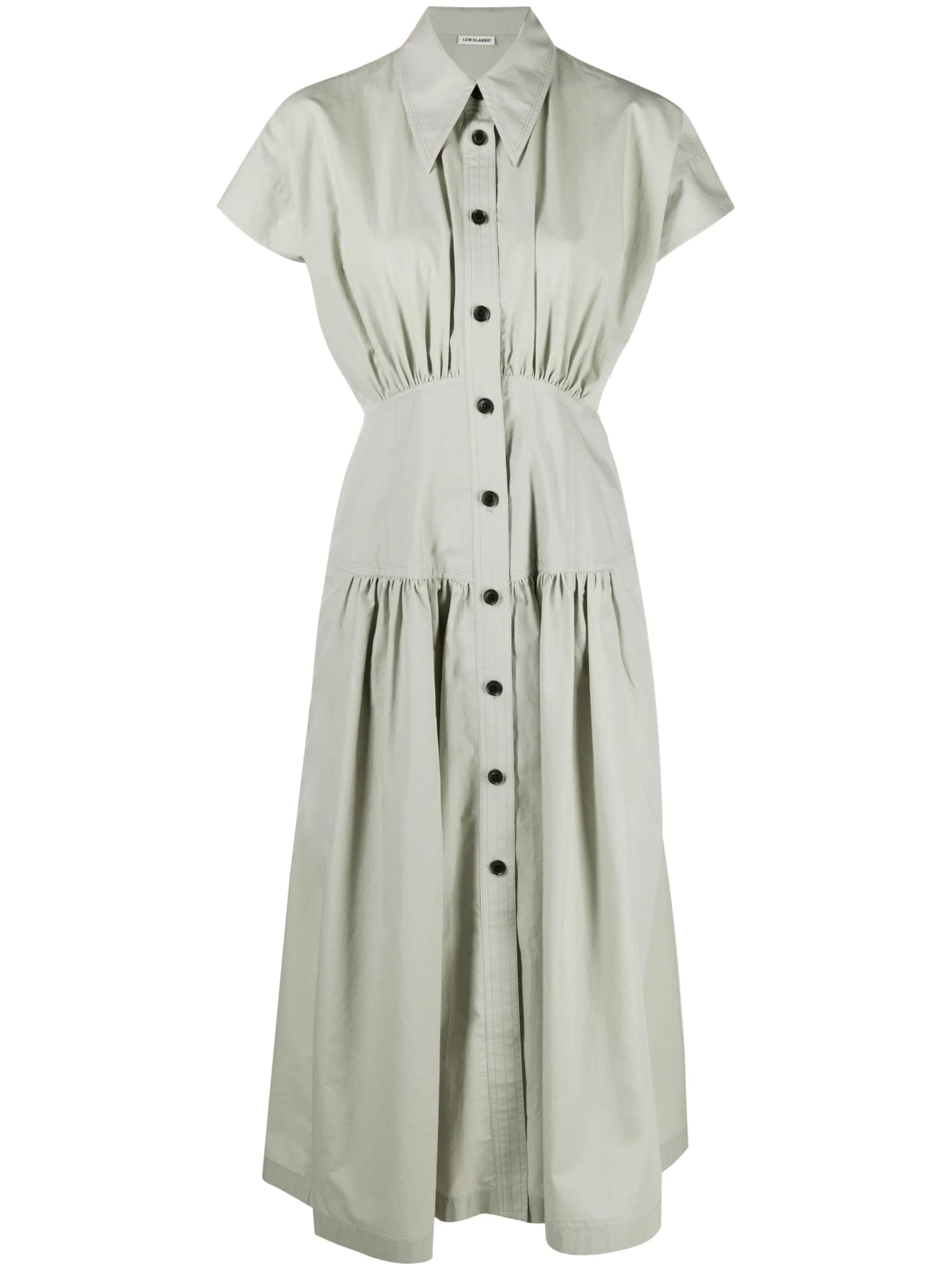shirring-waist shirt dress