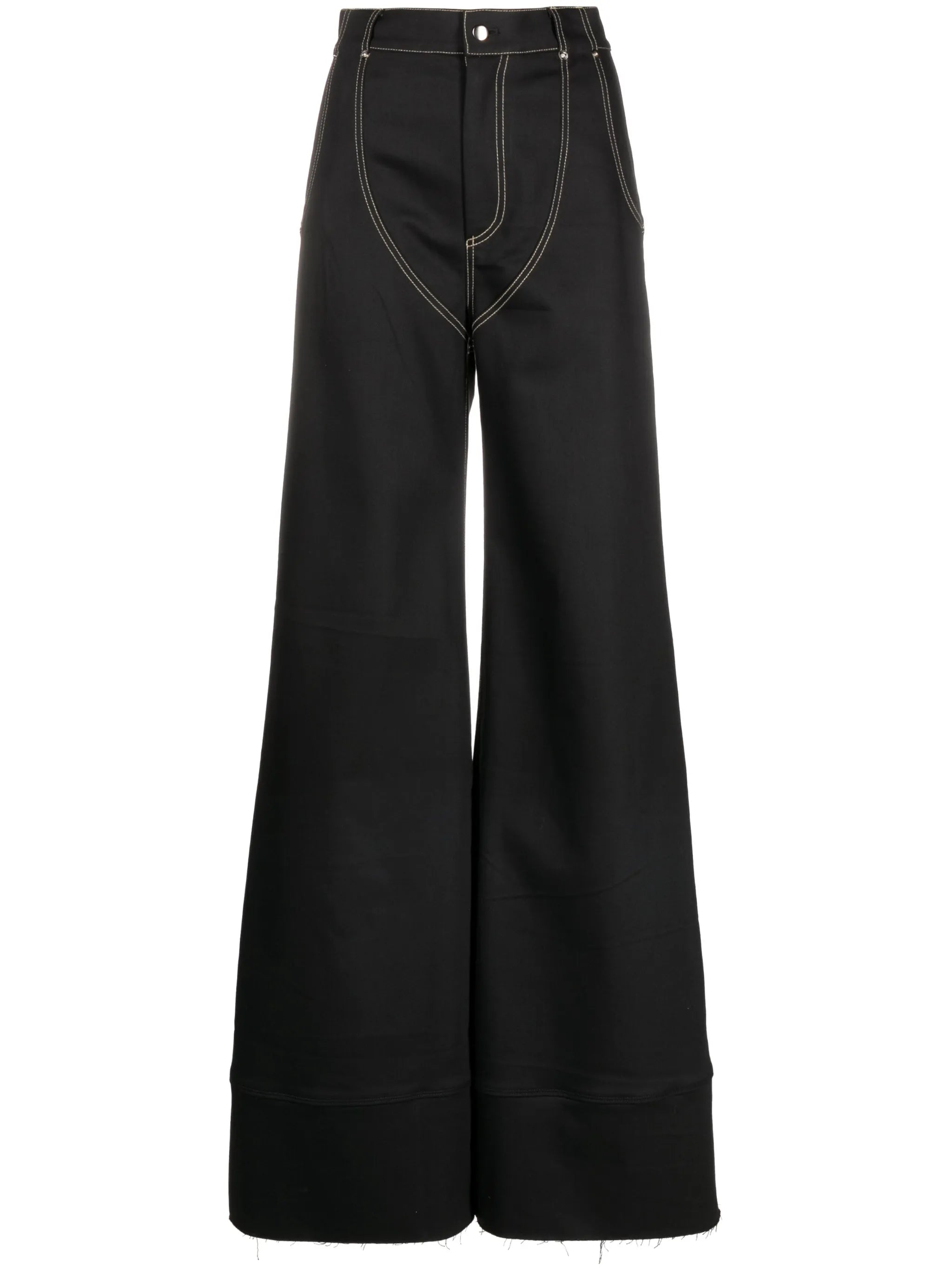 high-waisted wide-leg denim jeans