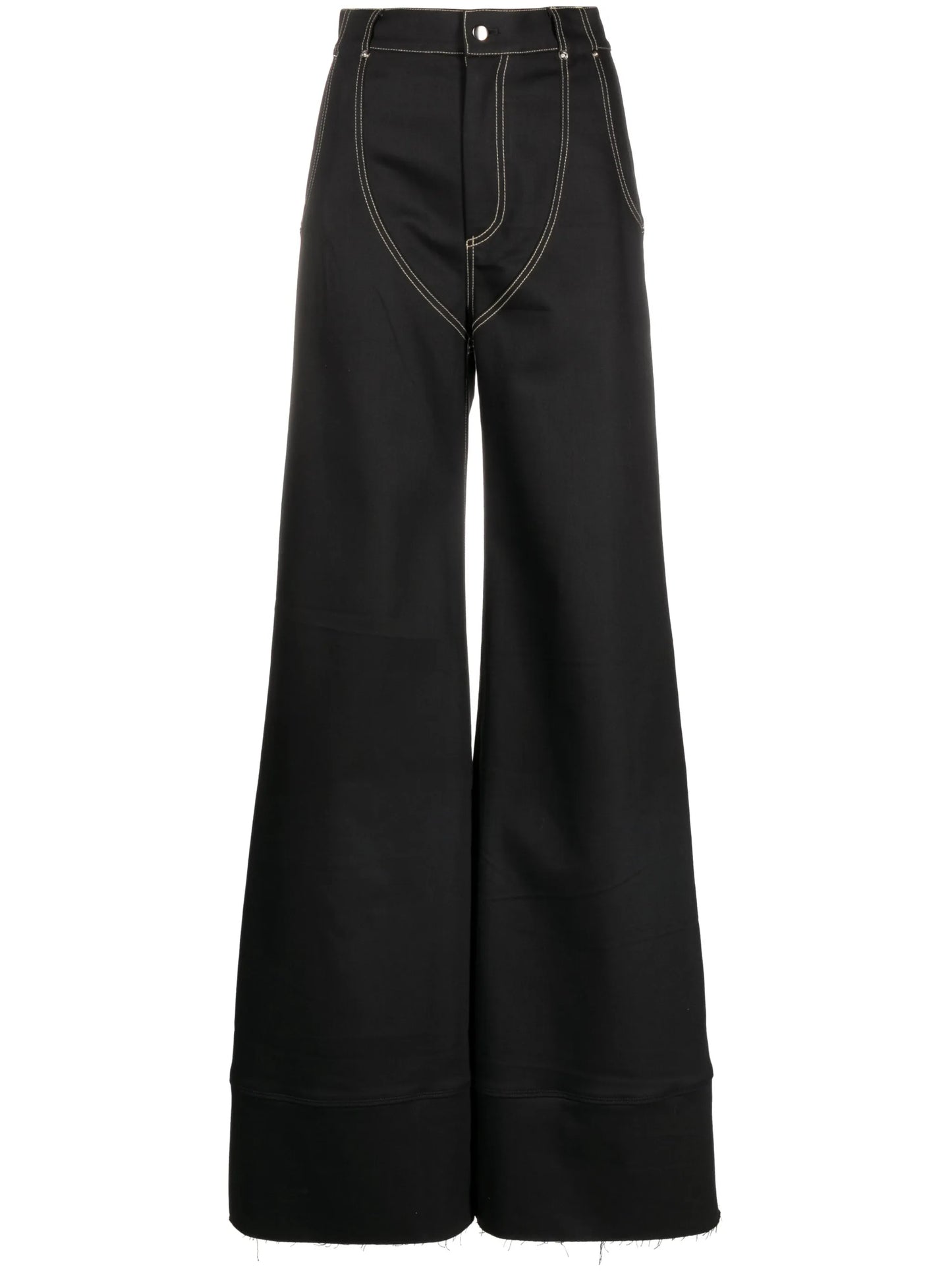 high-waisted wide-leg denim jeans