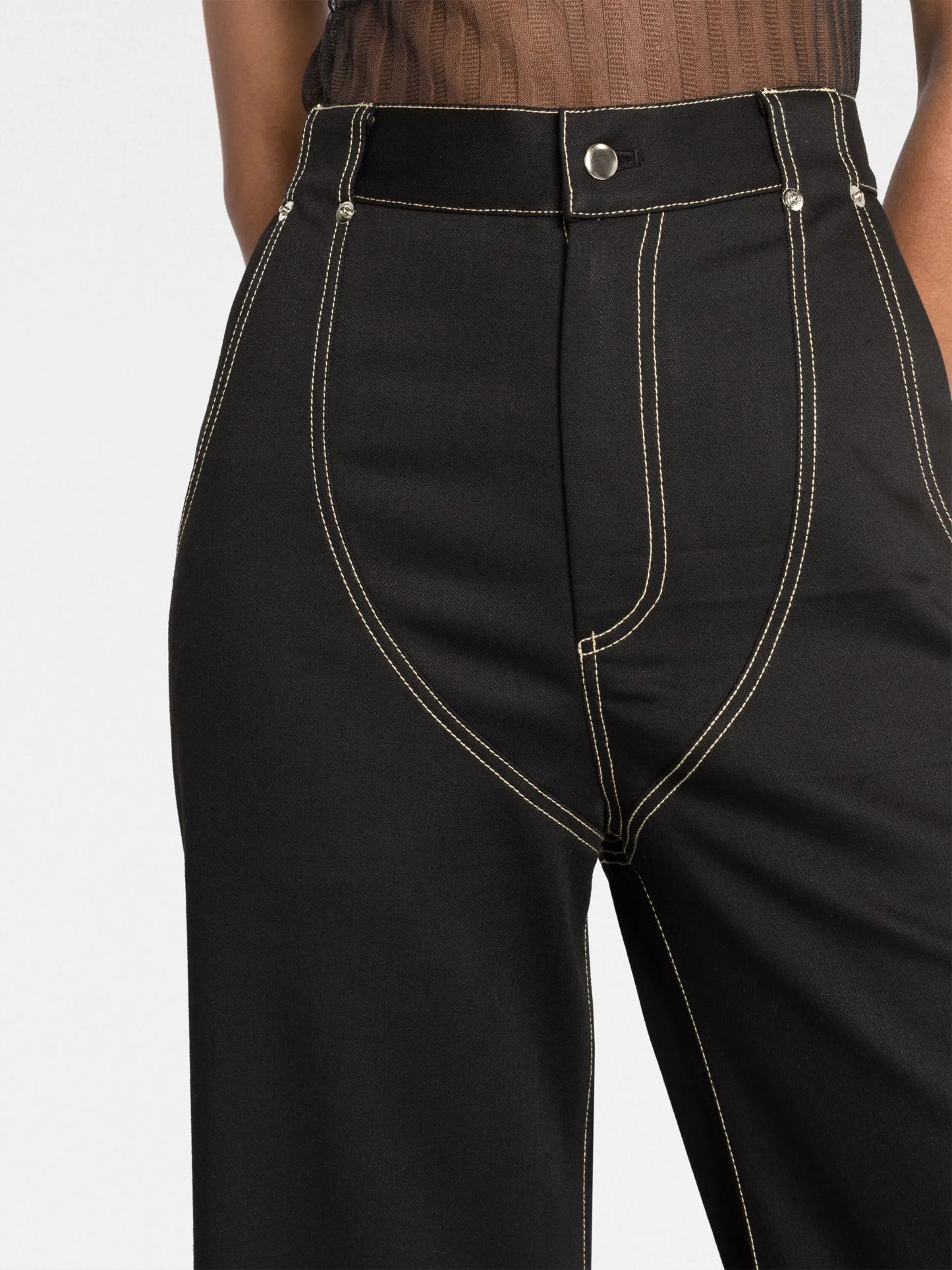 high-waisted wide-leg denim jeans