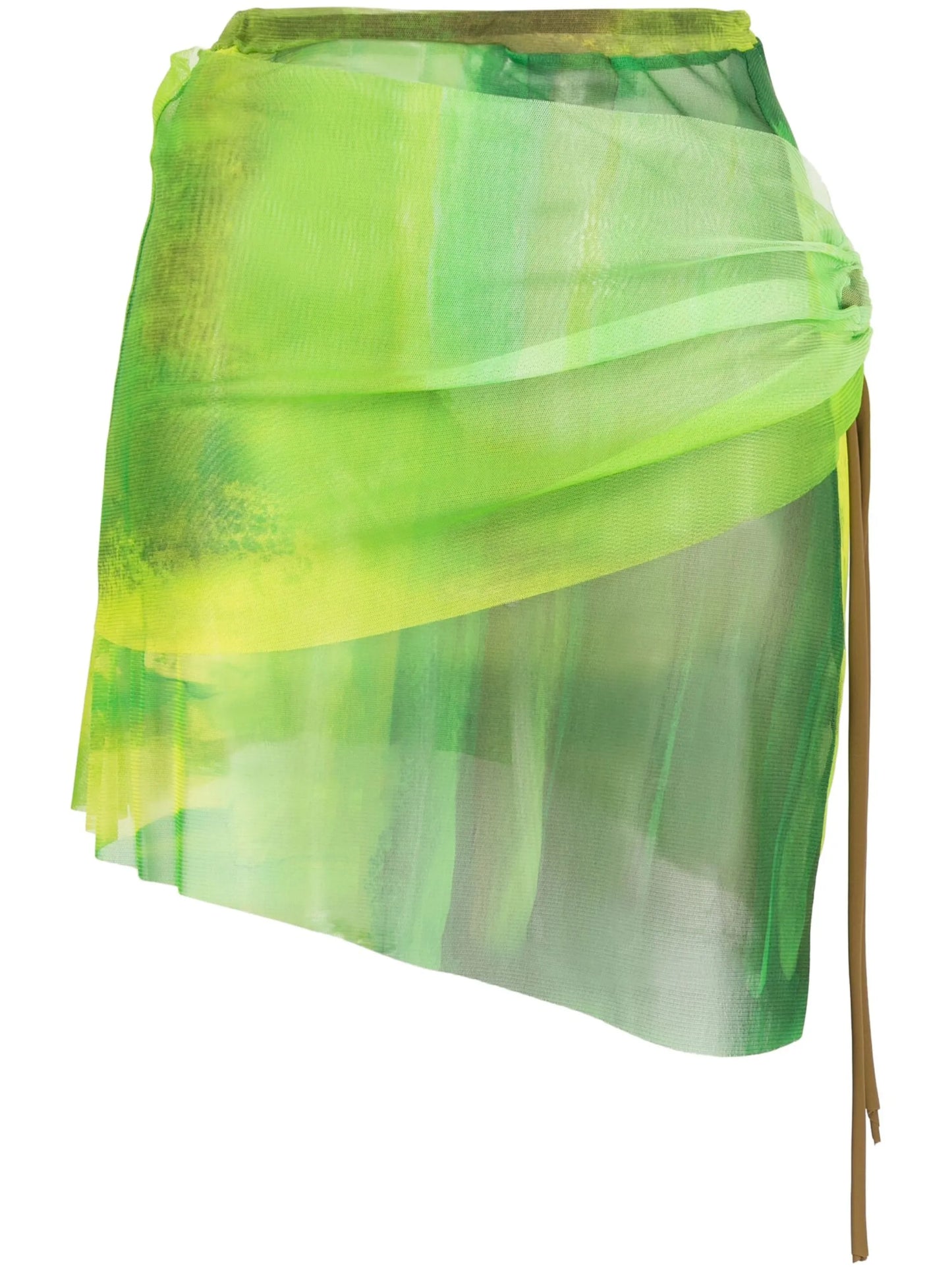 mesh graphic-print mini skirt