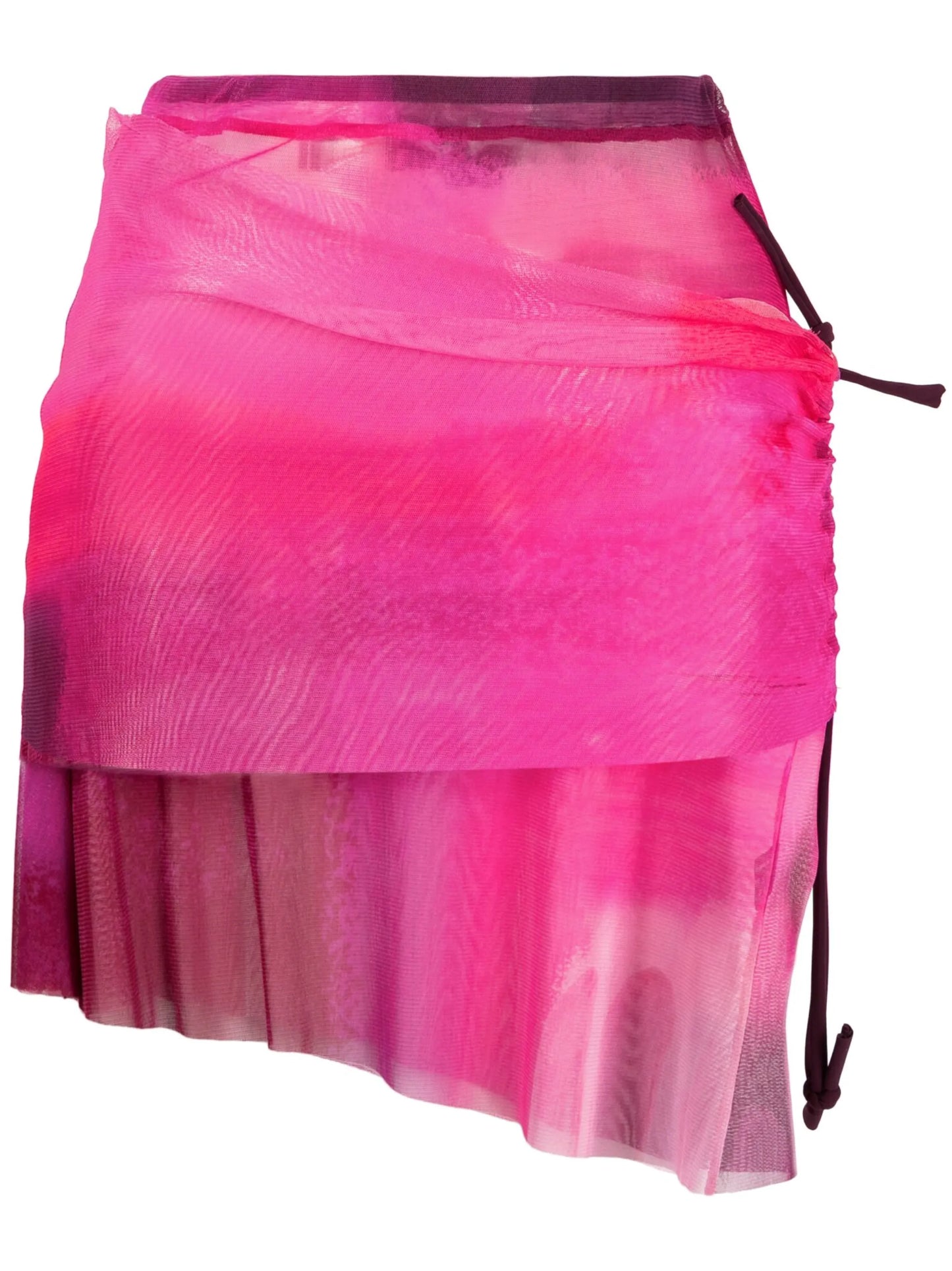 graphic-print mesh miniskirt