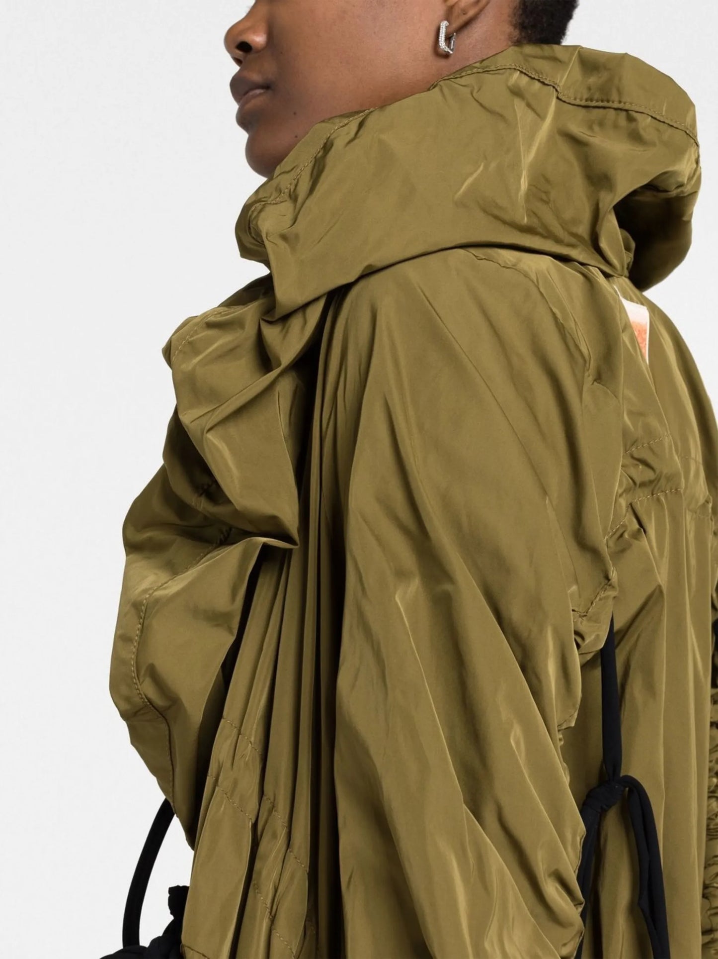 Drapey ruffled parka