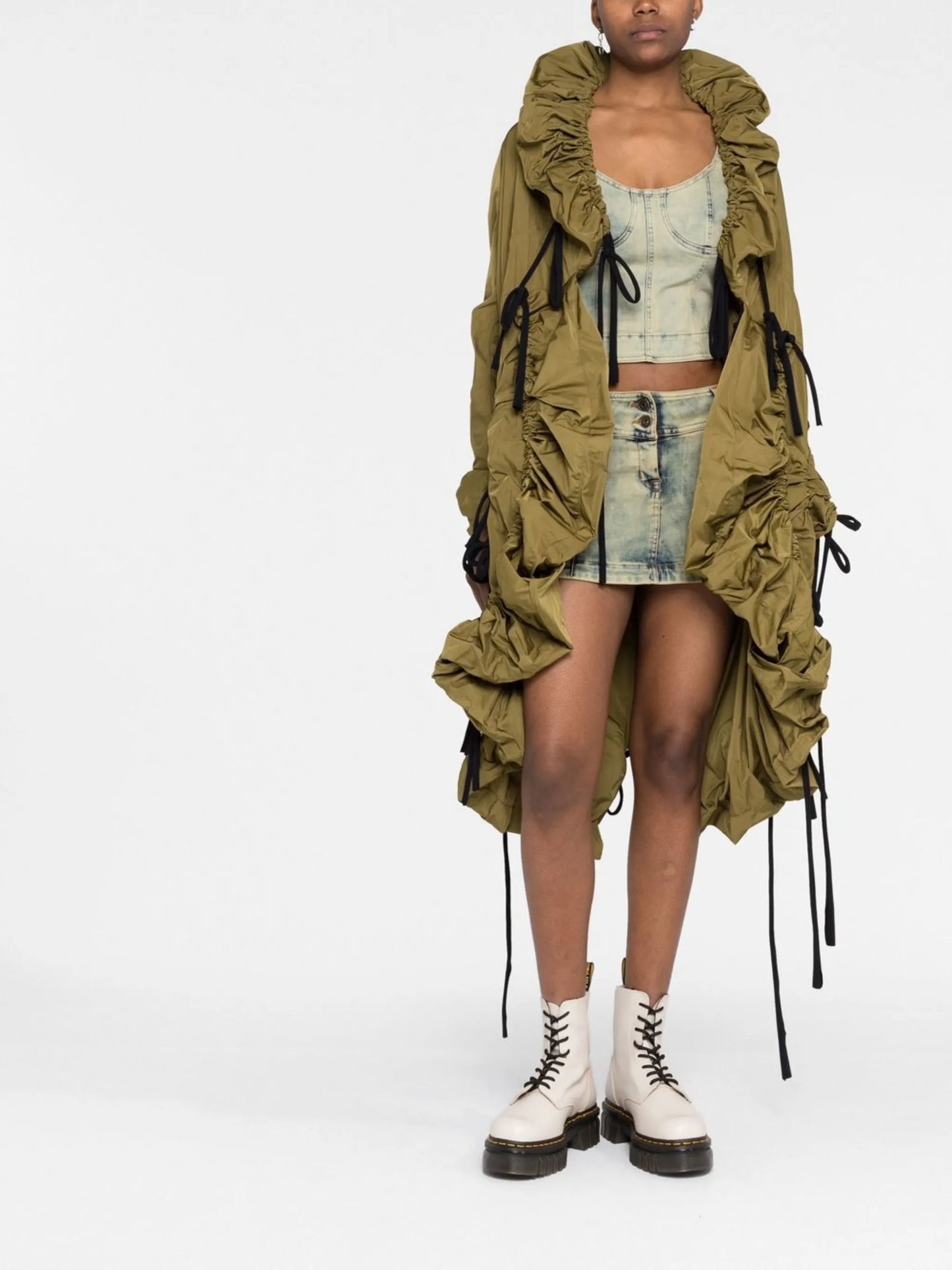 Drapey ruffled parka