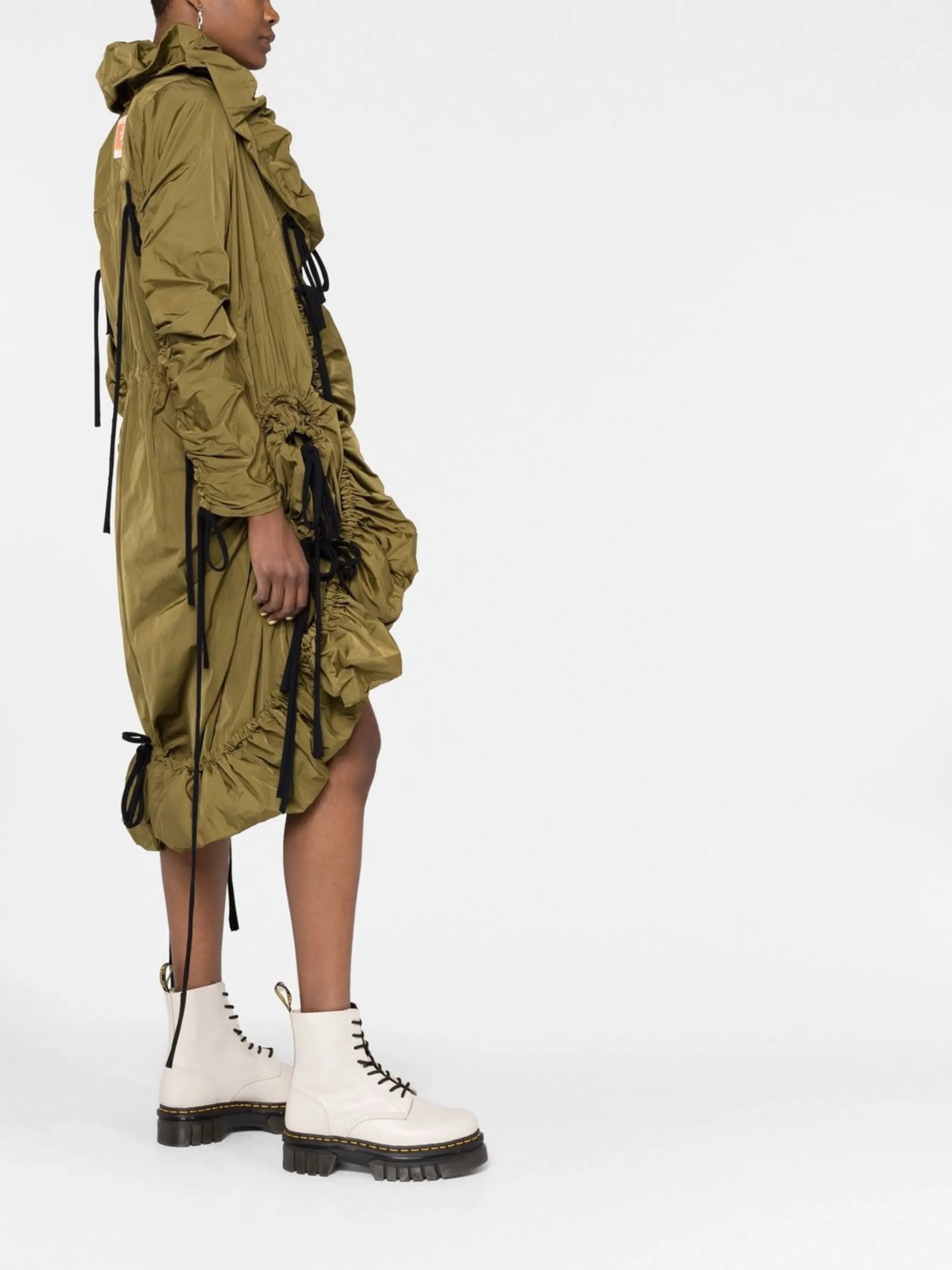 Drapey ruffled parka