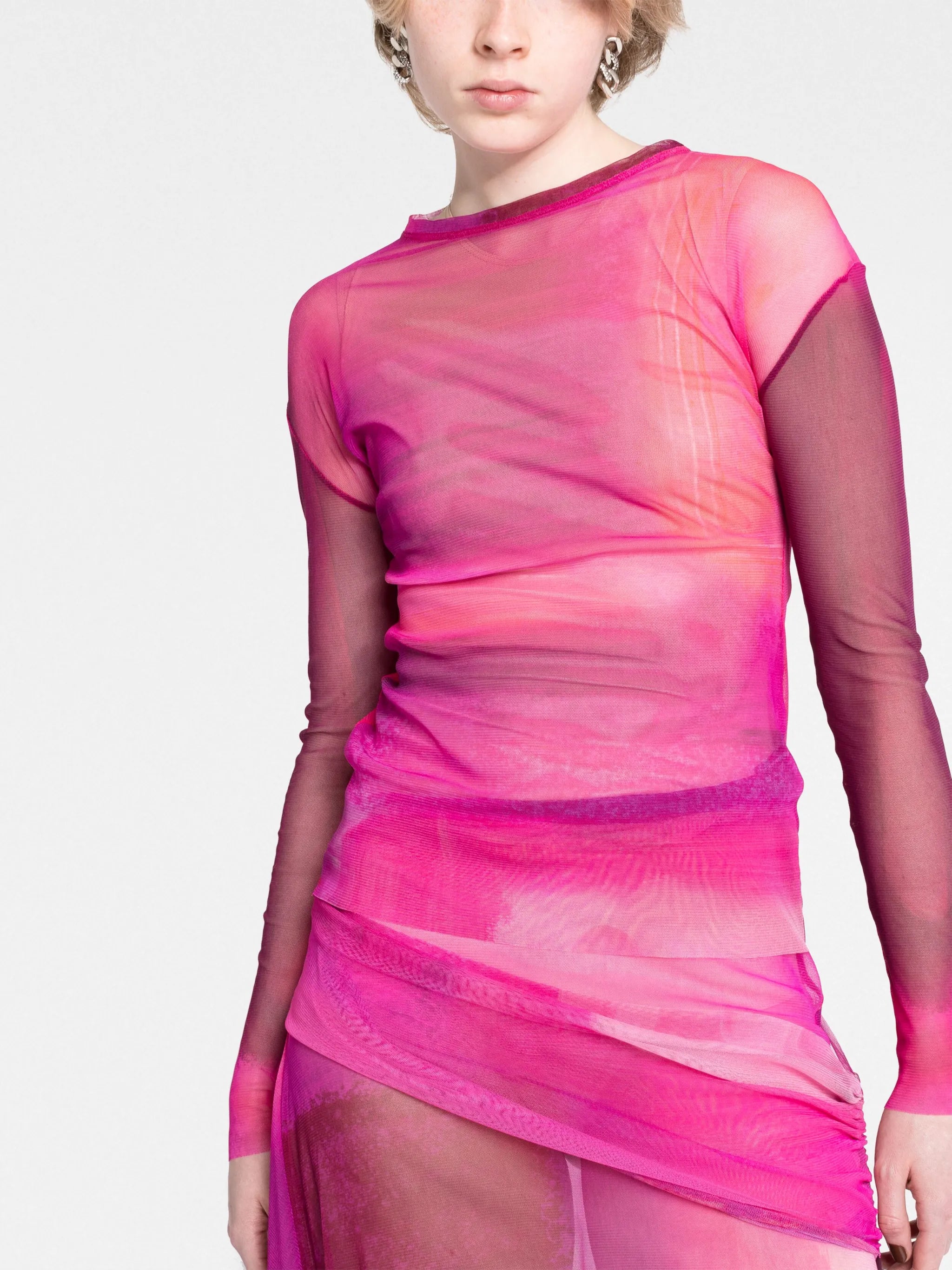 long-sleeved mesh top