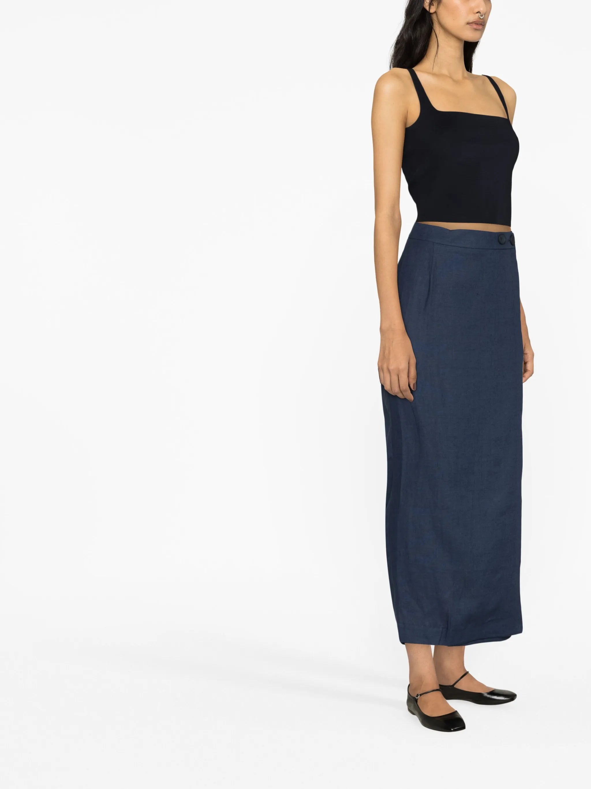 Lili Woven linen midi skirt