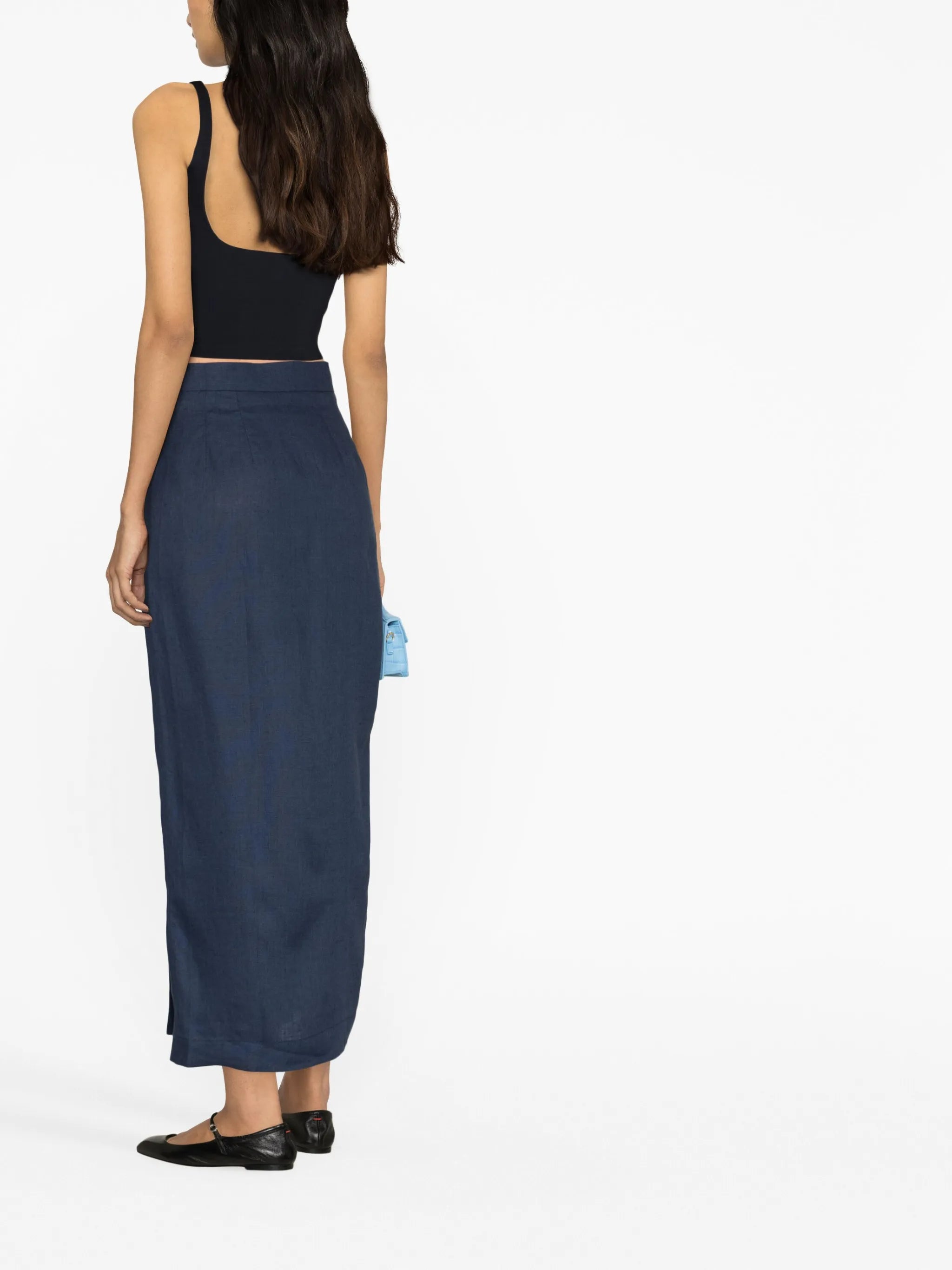 Lili Woven linen midi skirt