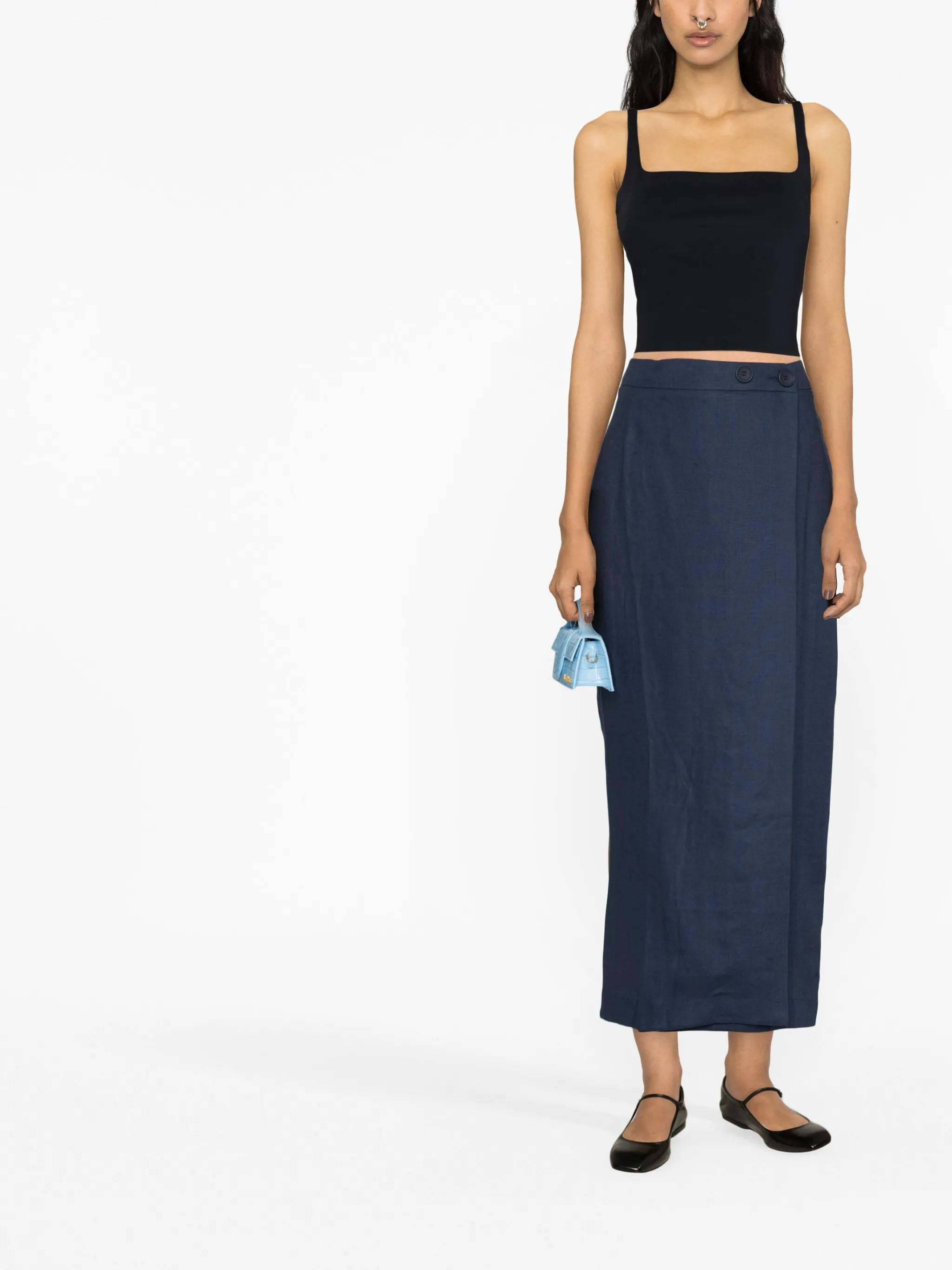 Lili Woven linen midi skirt