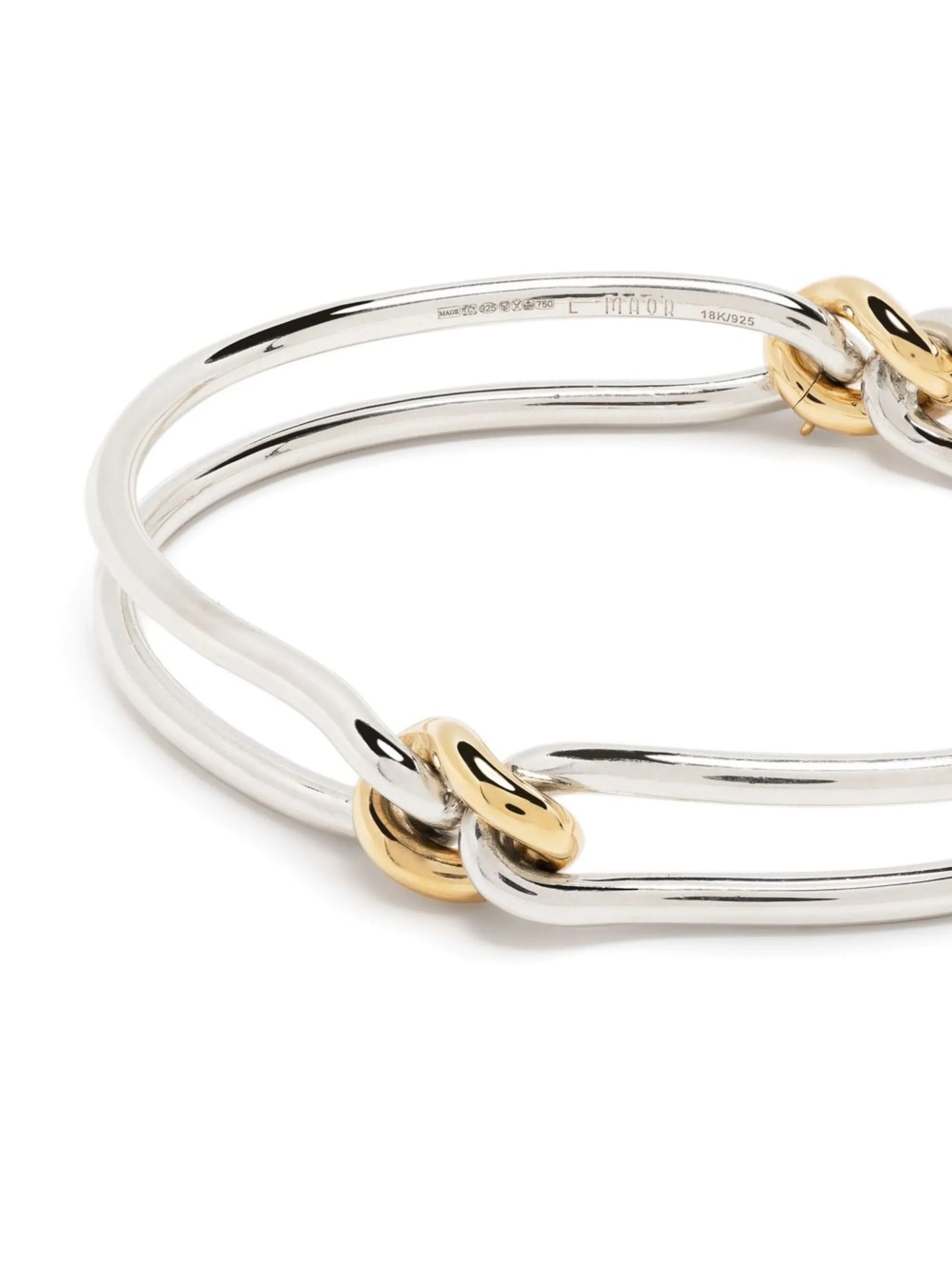18kt yellow gold and silver Unity Curb 3mm bangle bracelet