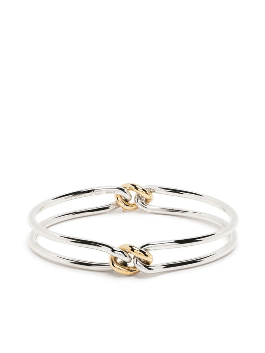 18kt yellow gold and silver Unity Curb 3mm bangle bracelet