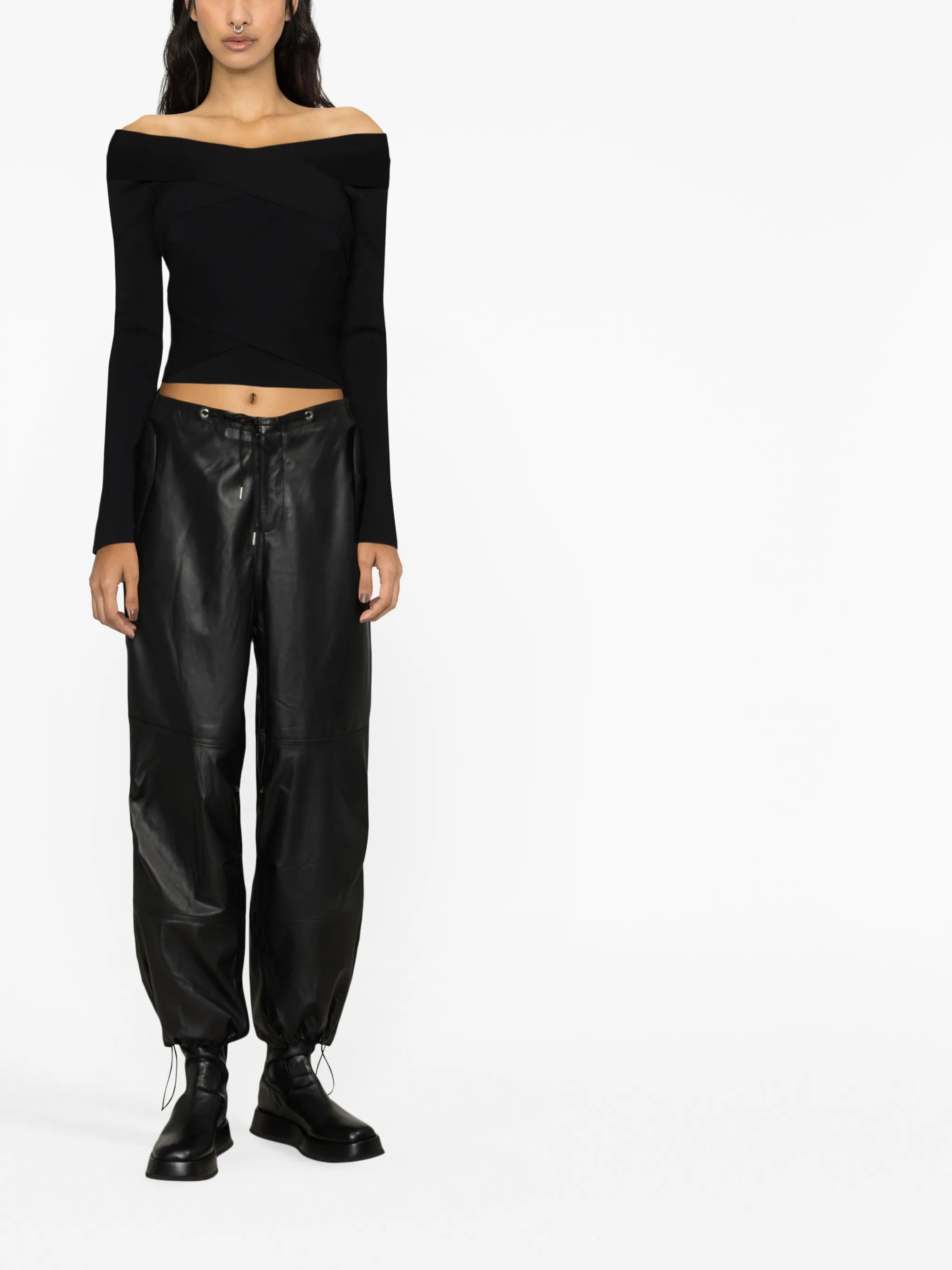 leather track pants