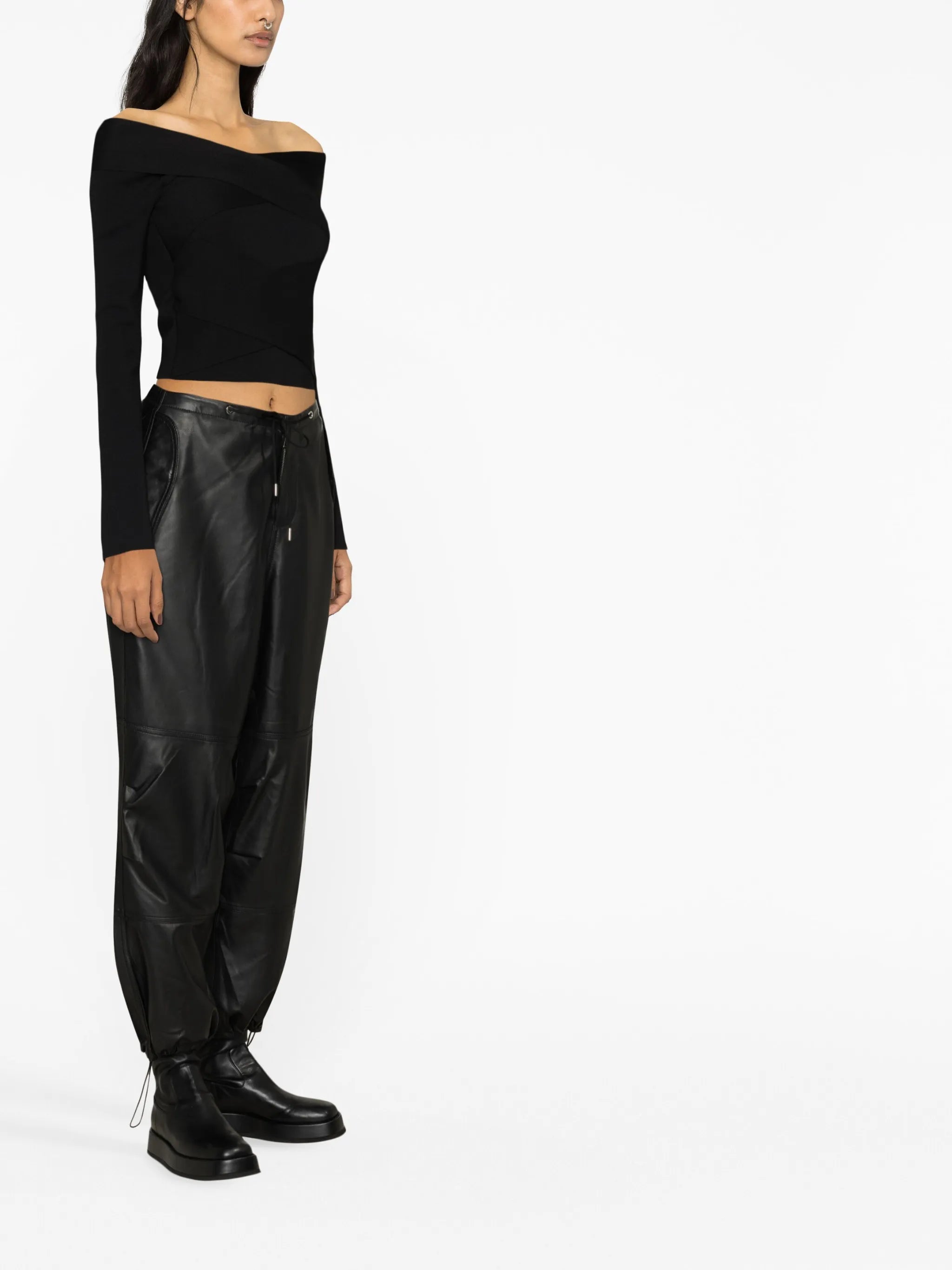 leather track pants