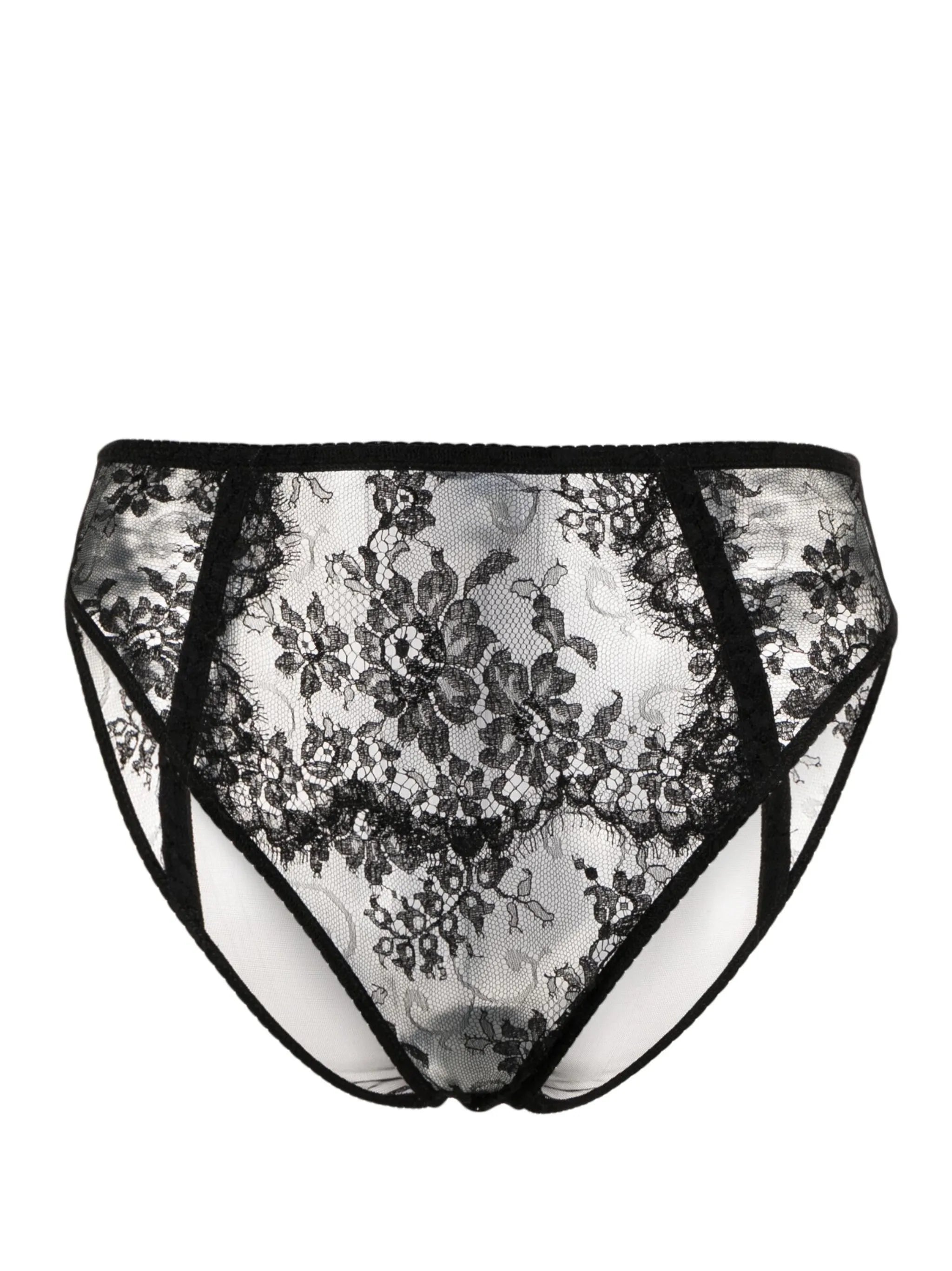 floral-lace high-waisted briefs