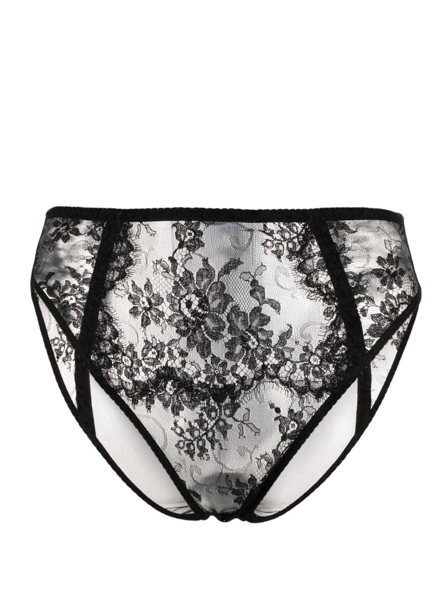 floral-lace high-waisted briefs