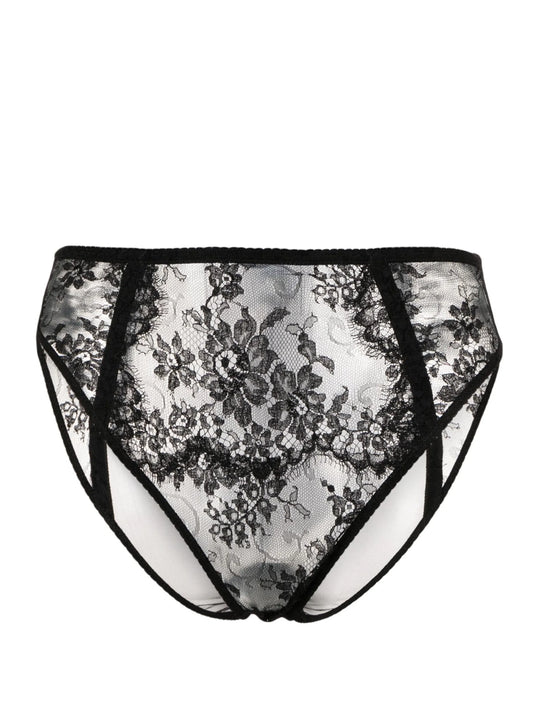 floral-lace high-waisted briefs