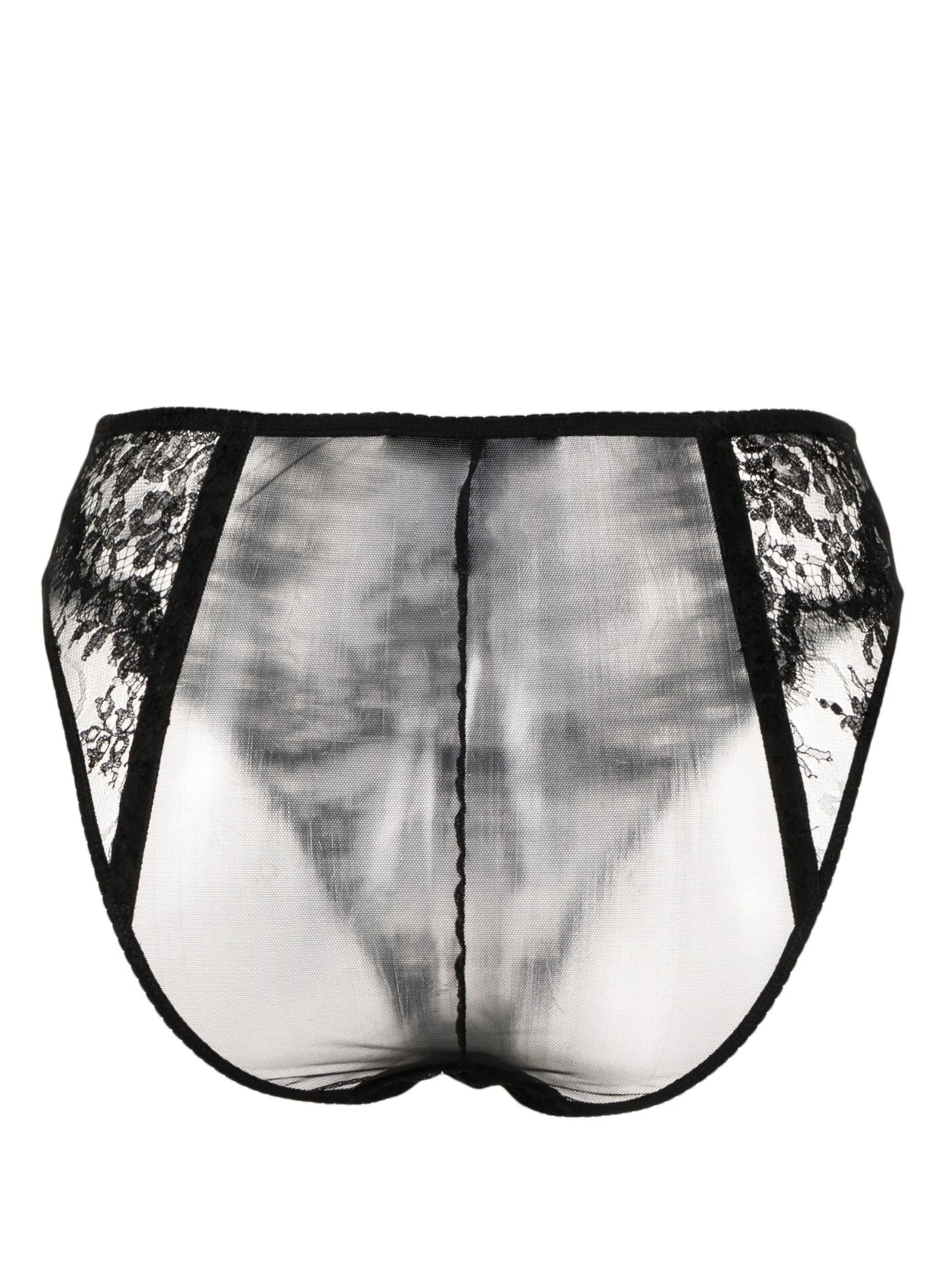 floral-lace high-waisted briefs