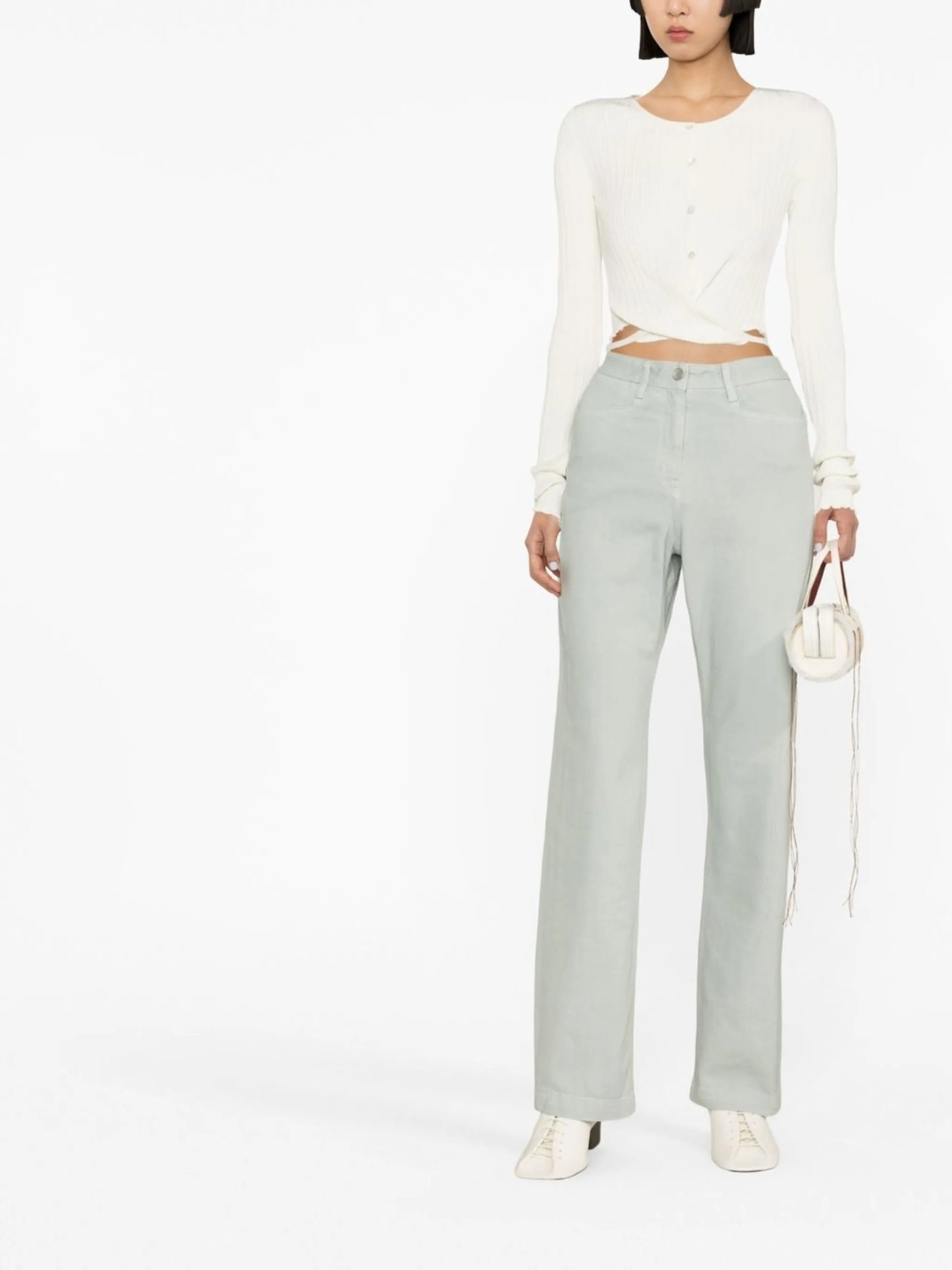 wrap-design knitted cardigan