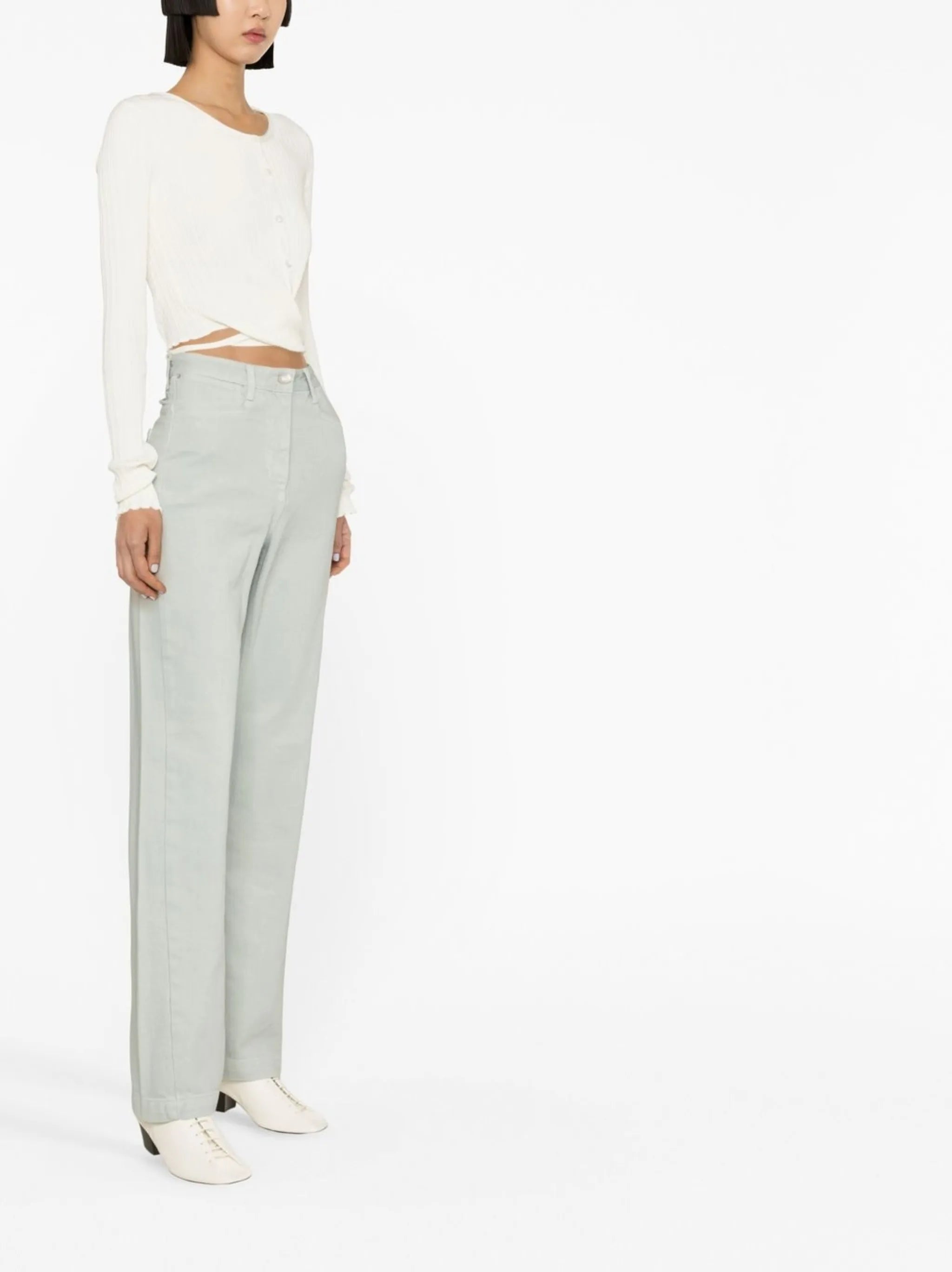 wrap-design knitted cardigan