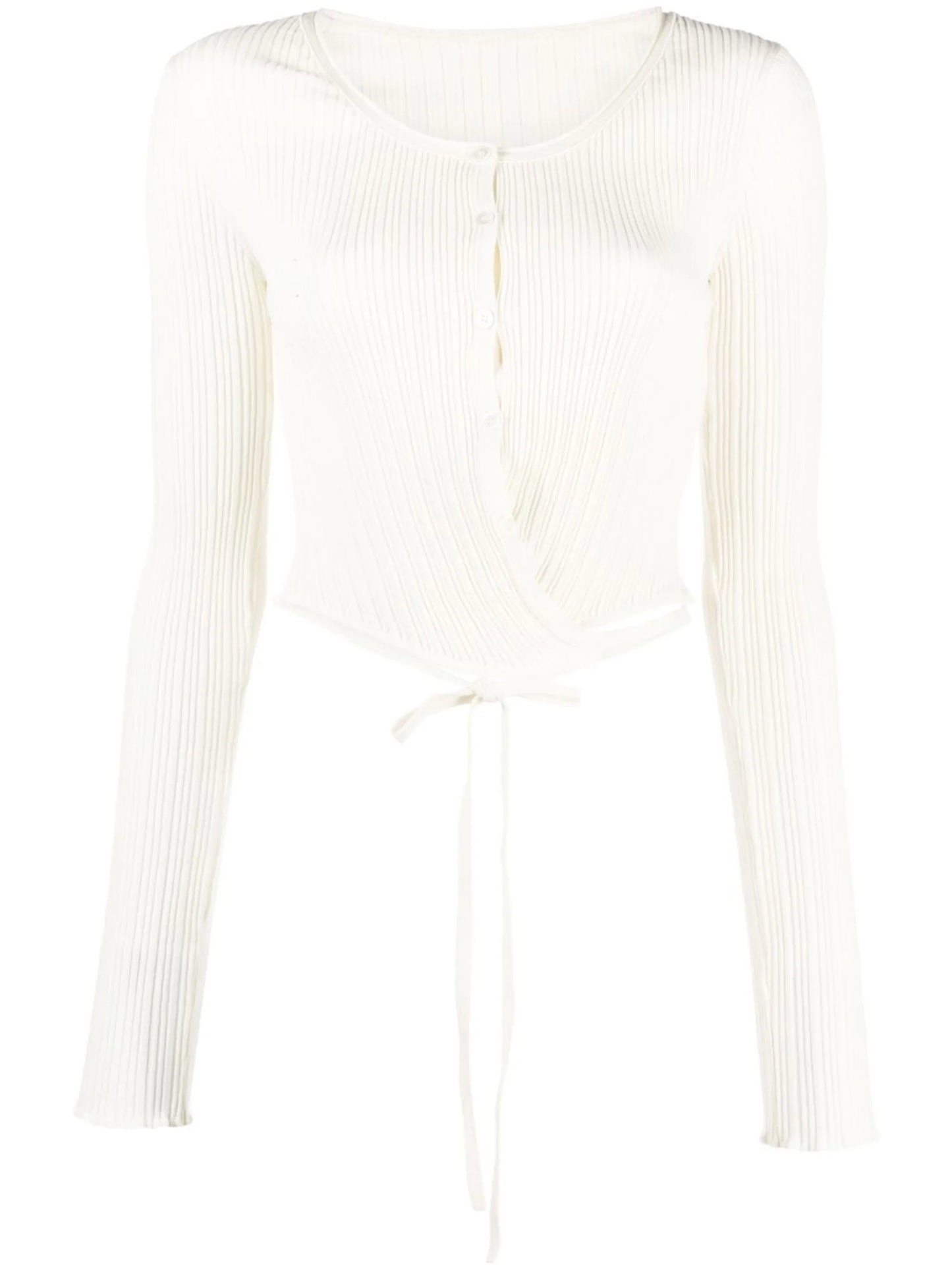 wrap-design knitted cardigan