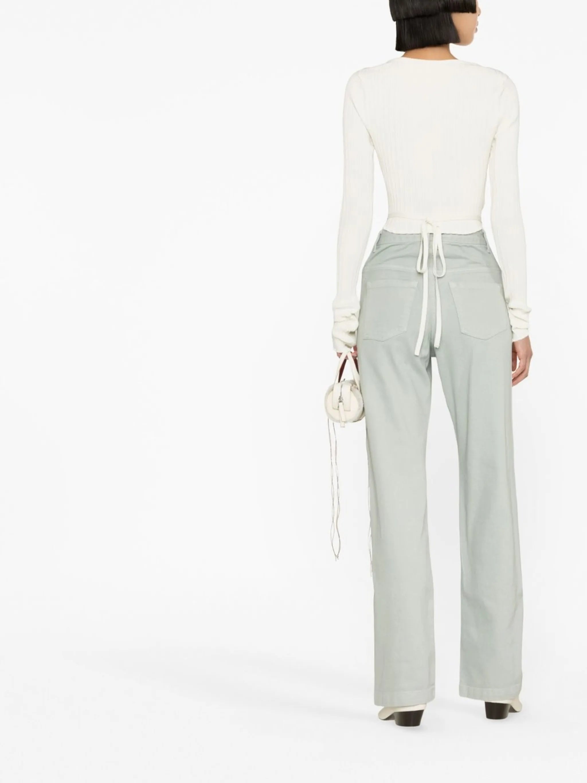 wrap-design knitted cardigan