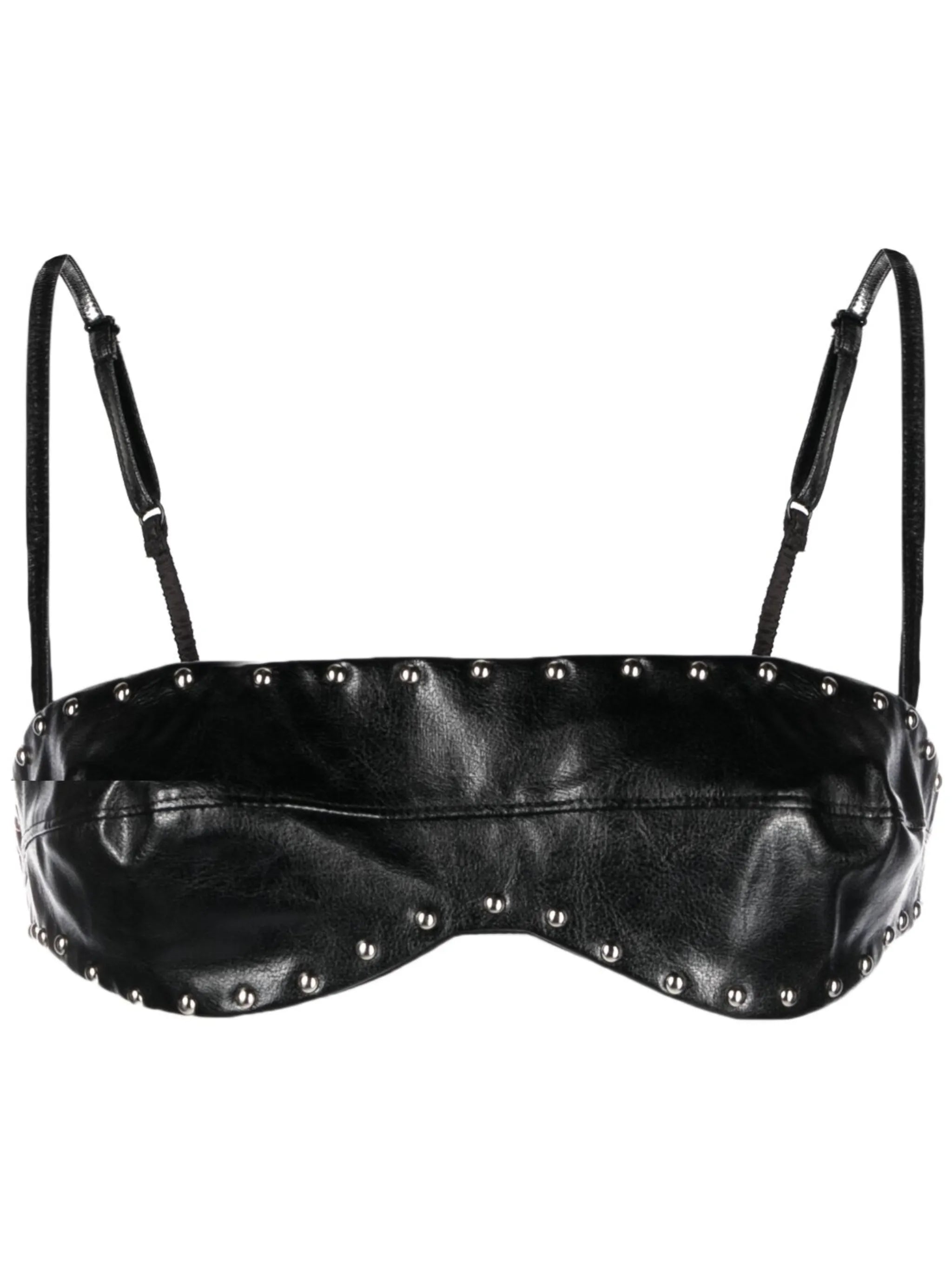 faux-leather studded bra